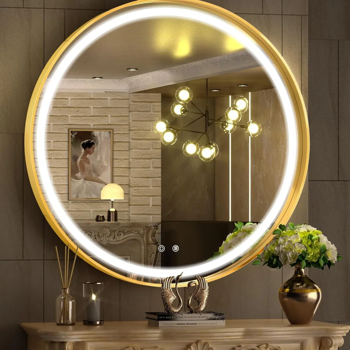 MOBLIHOUSE - Espejo Led Circular 70cm Iluminación Táctil Y Moderna