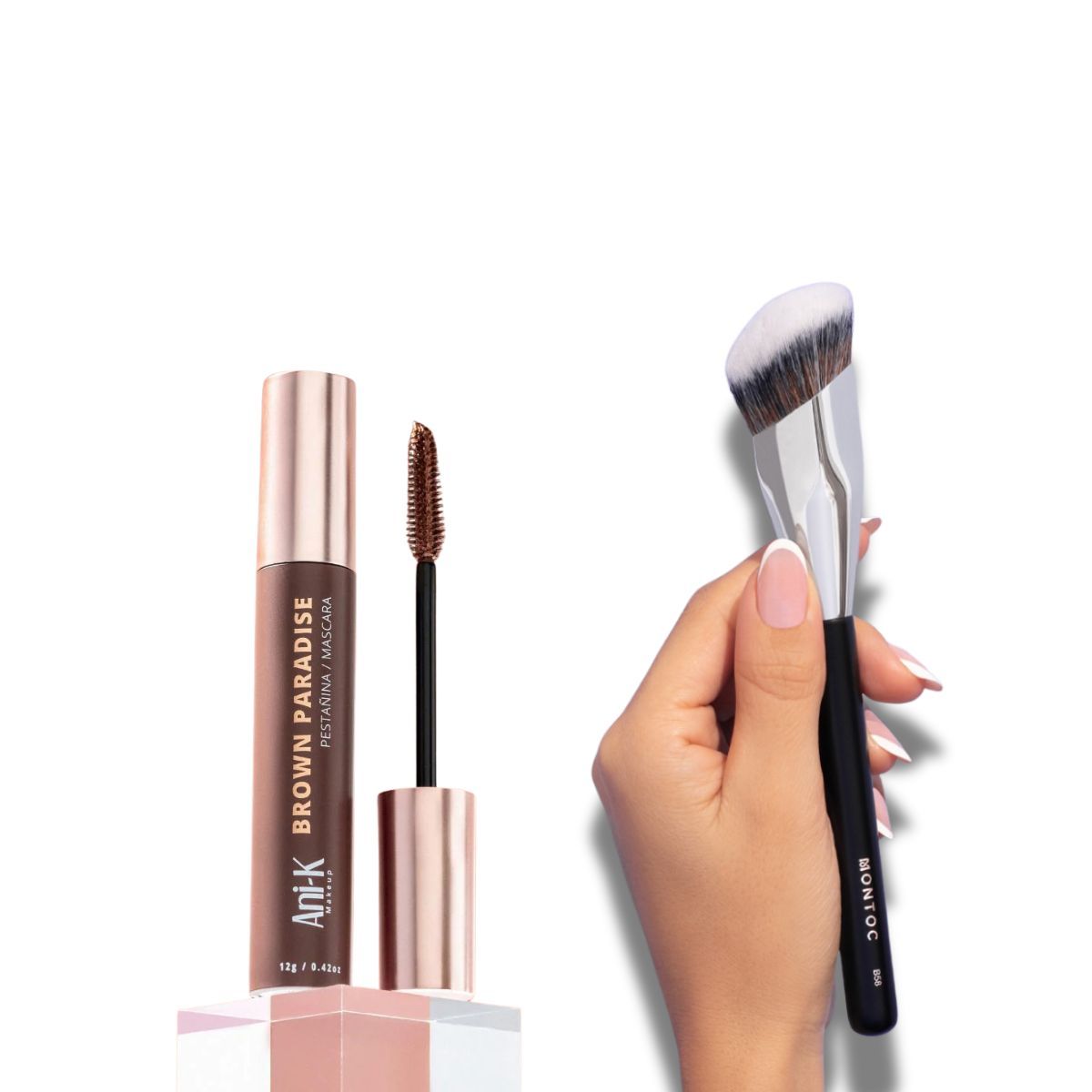 MONTOC MAKEUP - Pestañina Café Realza Tus Pestañas Brocha Maquillaje Montoc