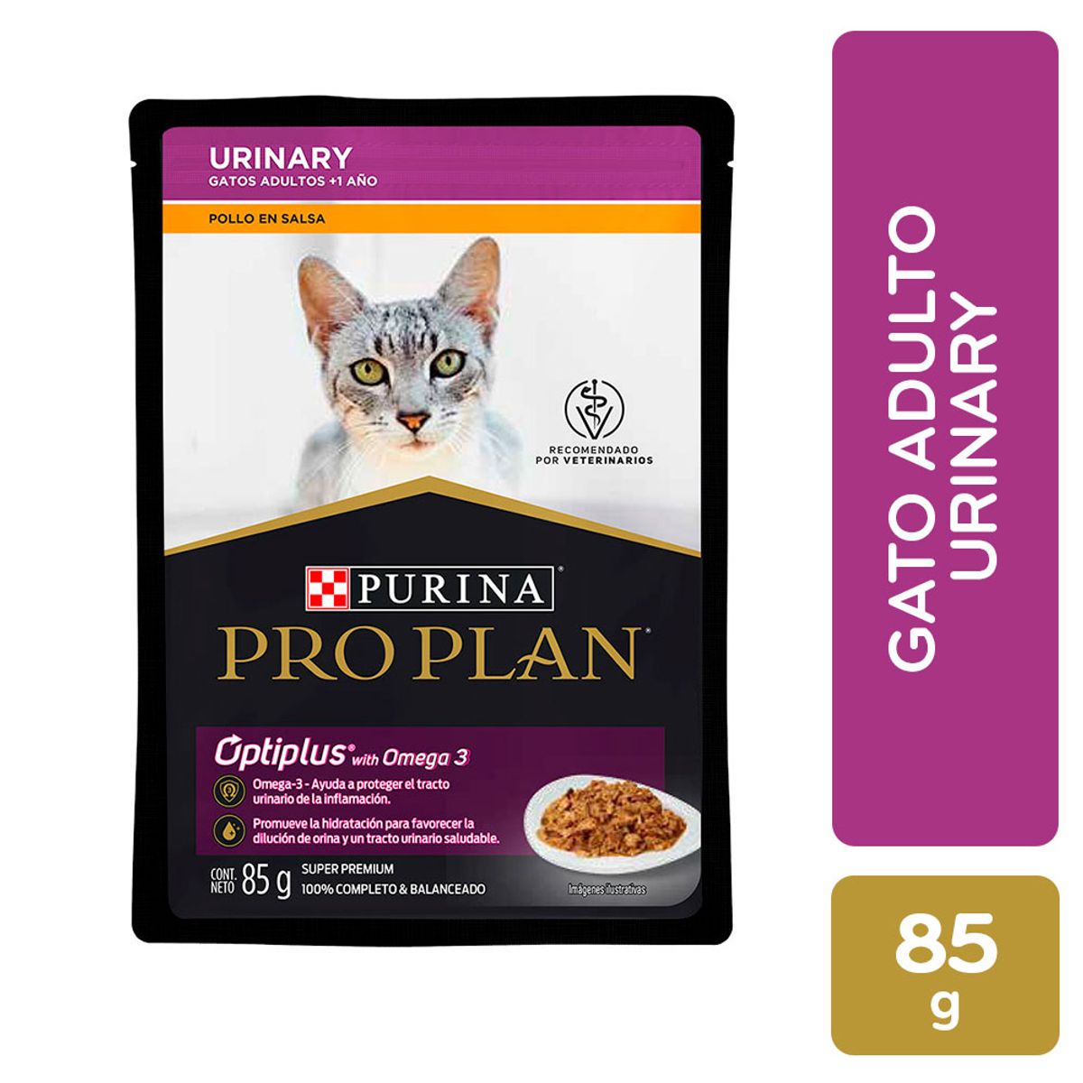 PURINA - Alimento Humedo Pro Plan Urinario Gato Adulto 85g Pouche