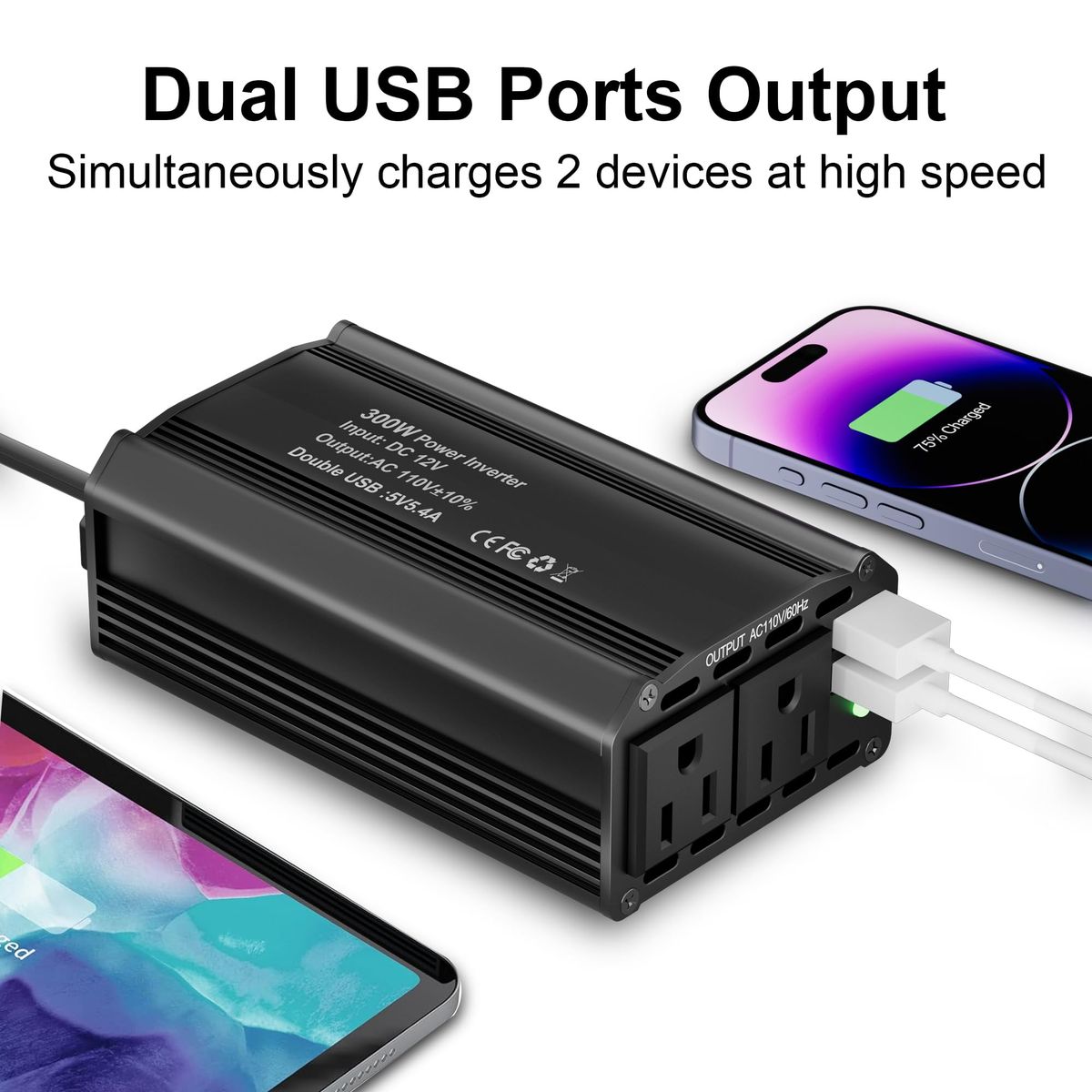 MAXTOOLS - Inversor de corriente de 300 W 12V a 110