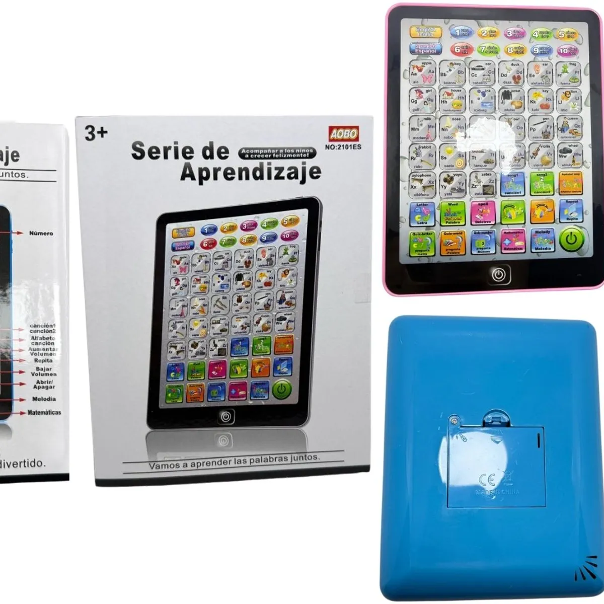 MAZUGI - Tablet Didáctica Aprendizaje Tableta Infantil Juguete Niños Rosado y azul