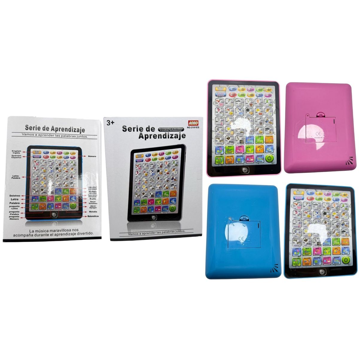 MAZUGI - Tablet Didáctica Aprendizaje Tableta Infantil Juguete Niños Rosado y azul