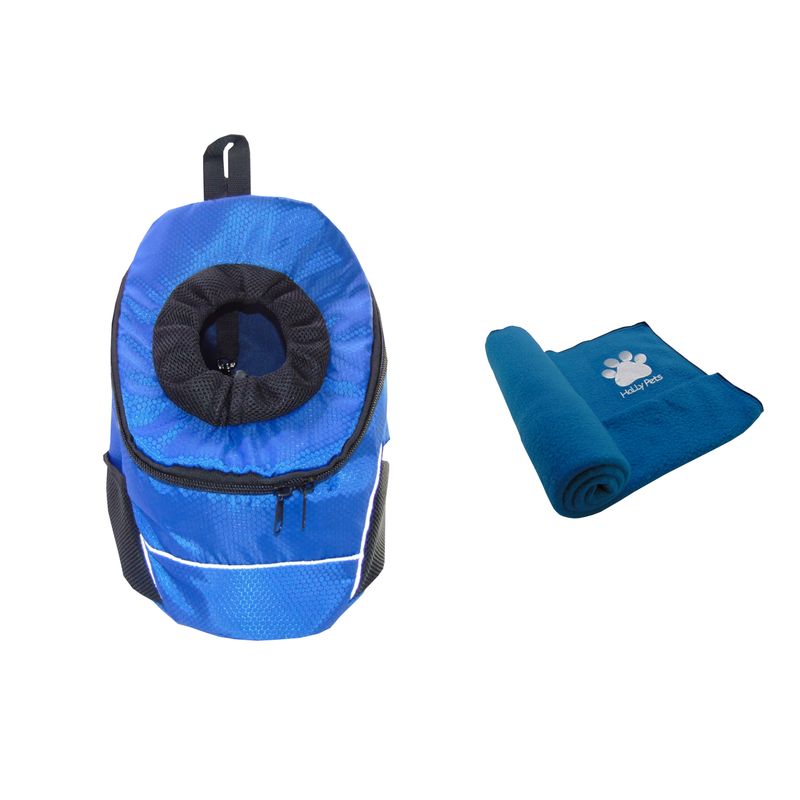 HALLY PET - Morral Cargador Ventana Med + Cobija Med Azul Claro