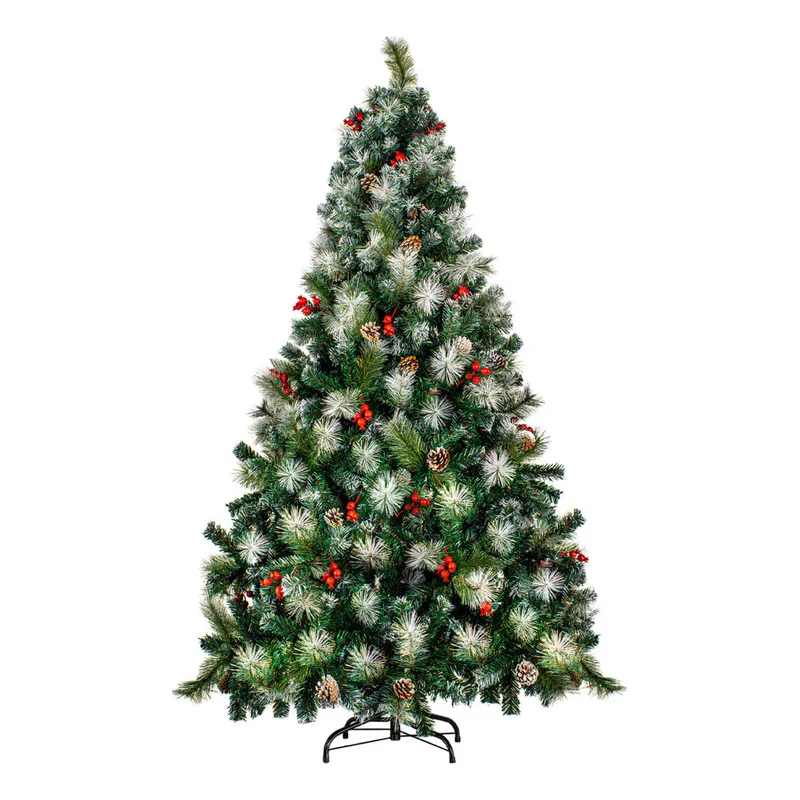 JARDIMEX - Arbol De Navidad Nevado 1.9m 900 Ramas Cerezas Pino Navideño