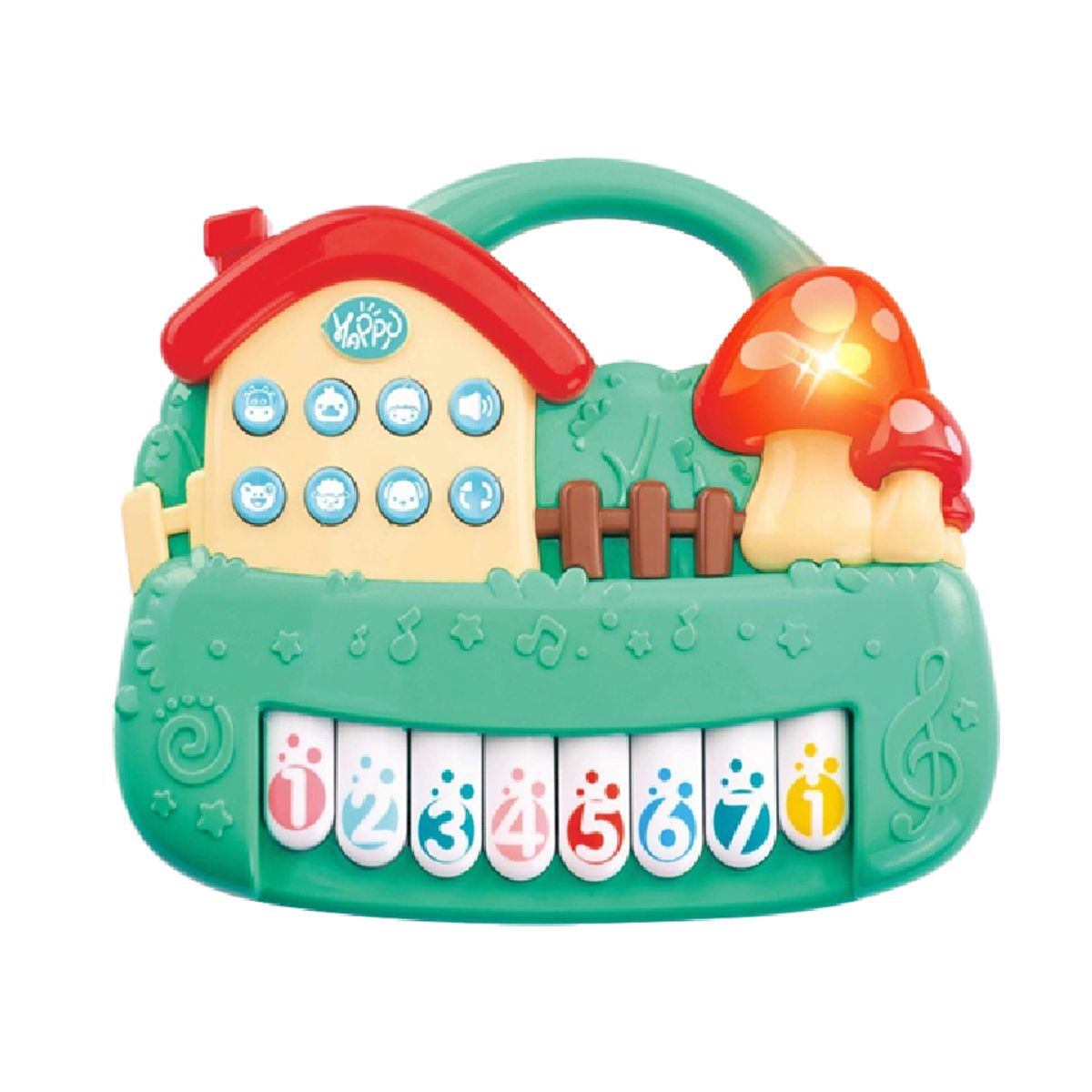 MARKET TOYS - Piano Infantil Con Forma Y Sonidos De Granja Luces + Sonidos