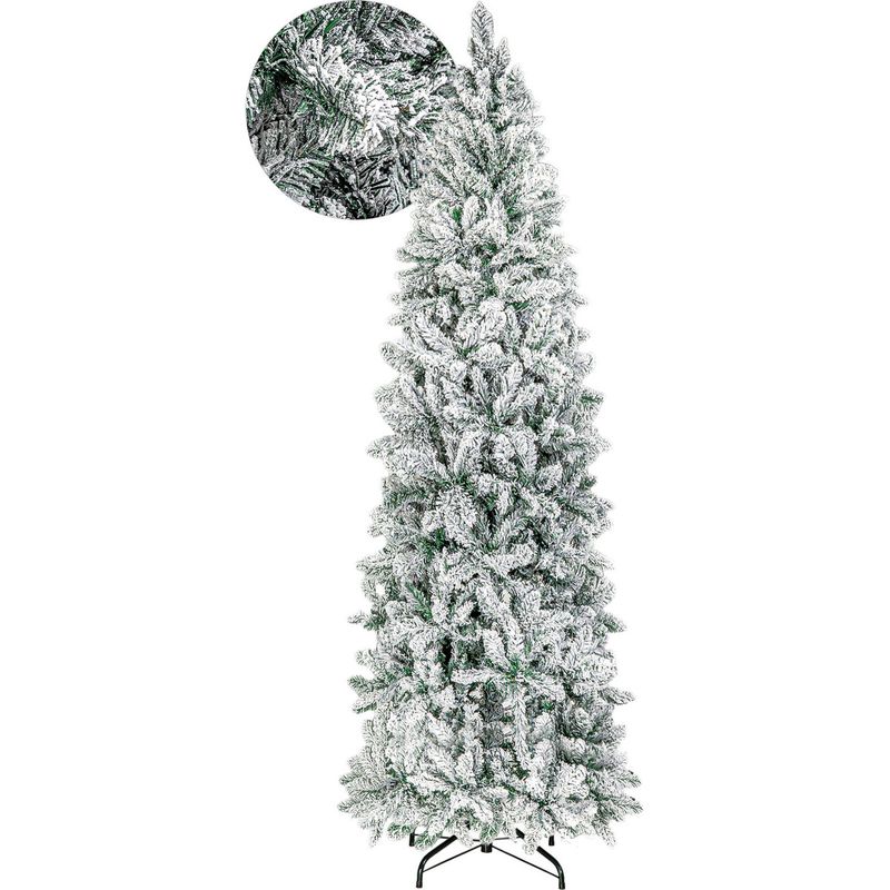 JARDIMEX - Arbol Navidad 220m Frondoso Alto Moderno Tipo Lapiz Nevado