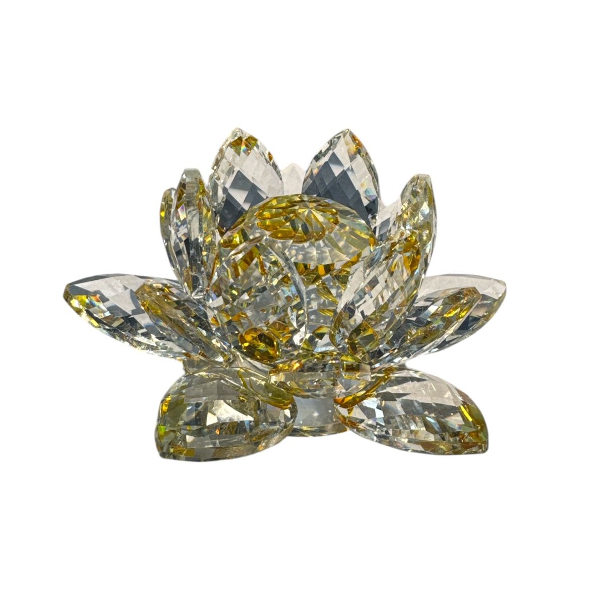 GENERICO - FLOR DE LOTO EN CRISTAL  COLOR AMARILLA 8cm