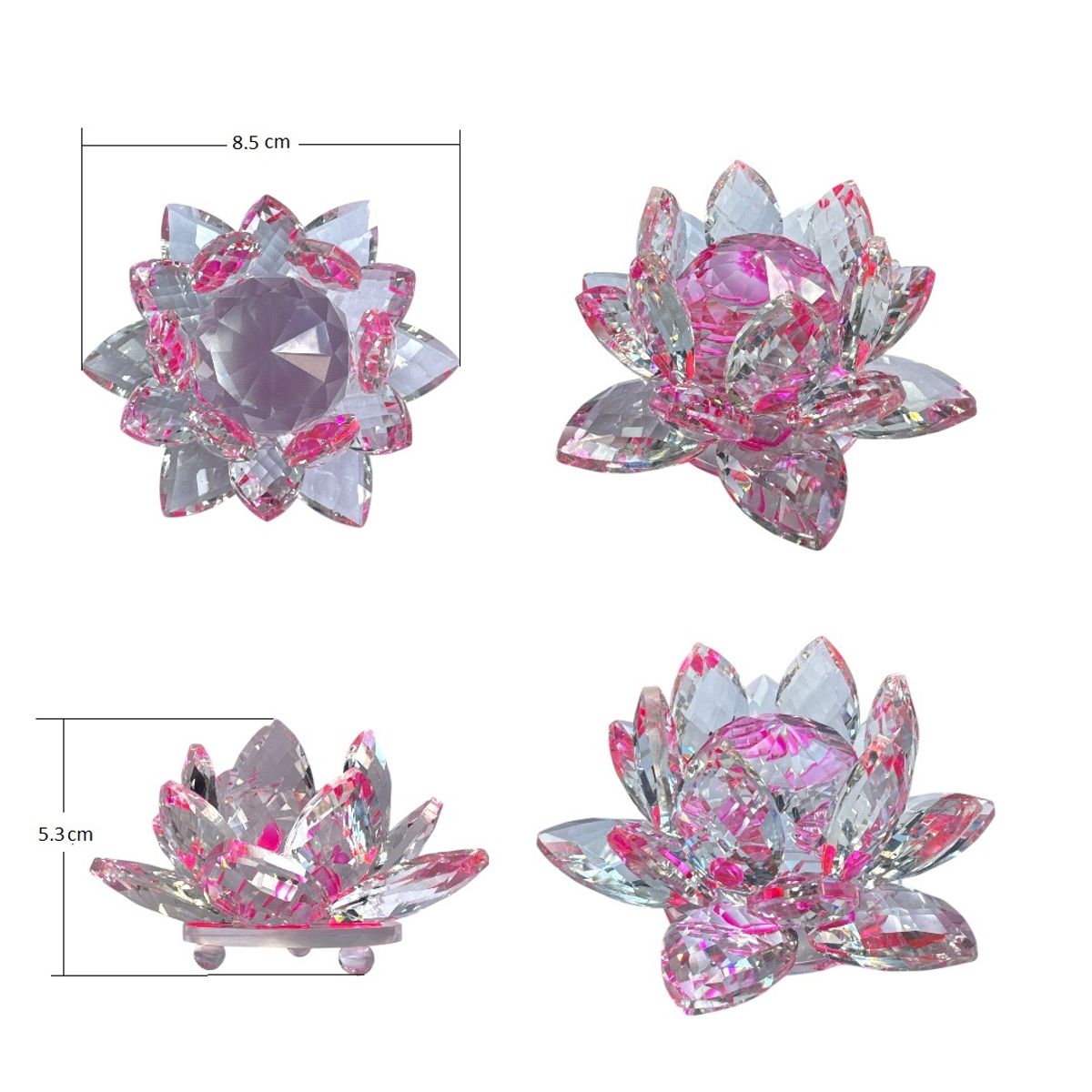GENERICO - FLOR DE LOTO EN CRISTAL  COLOR ROSA 8cm