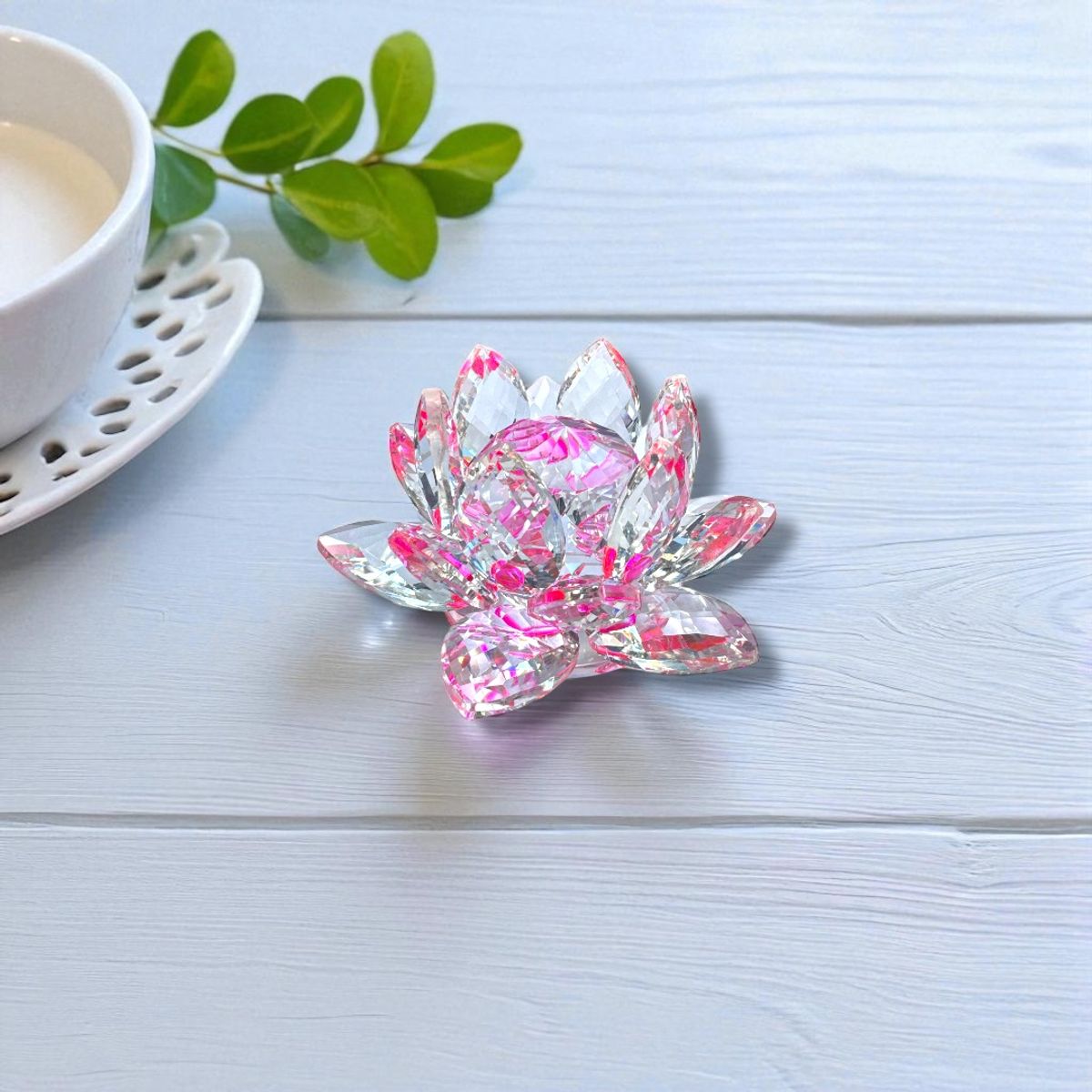 GENERICO - FLOR DE LOTO EN CRISTAL  COLOR ROSA 8cm