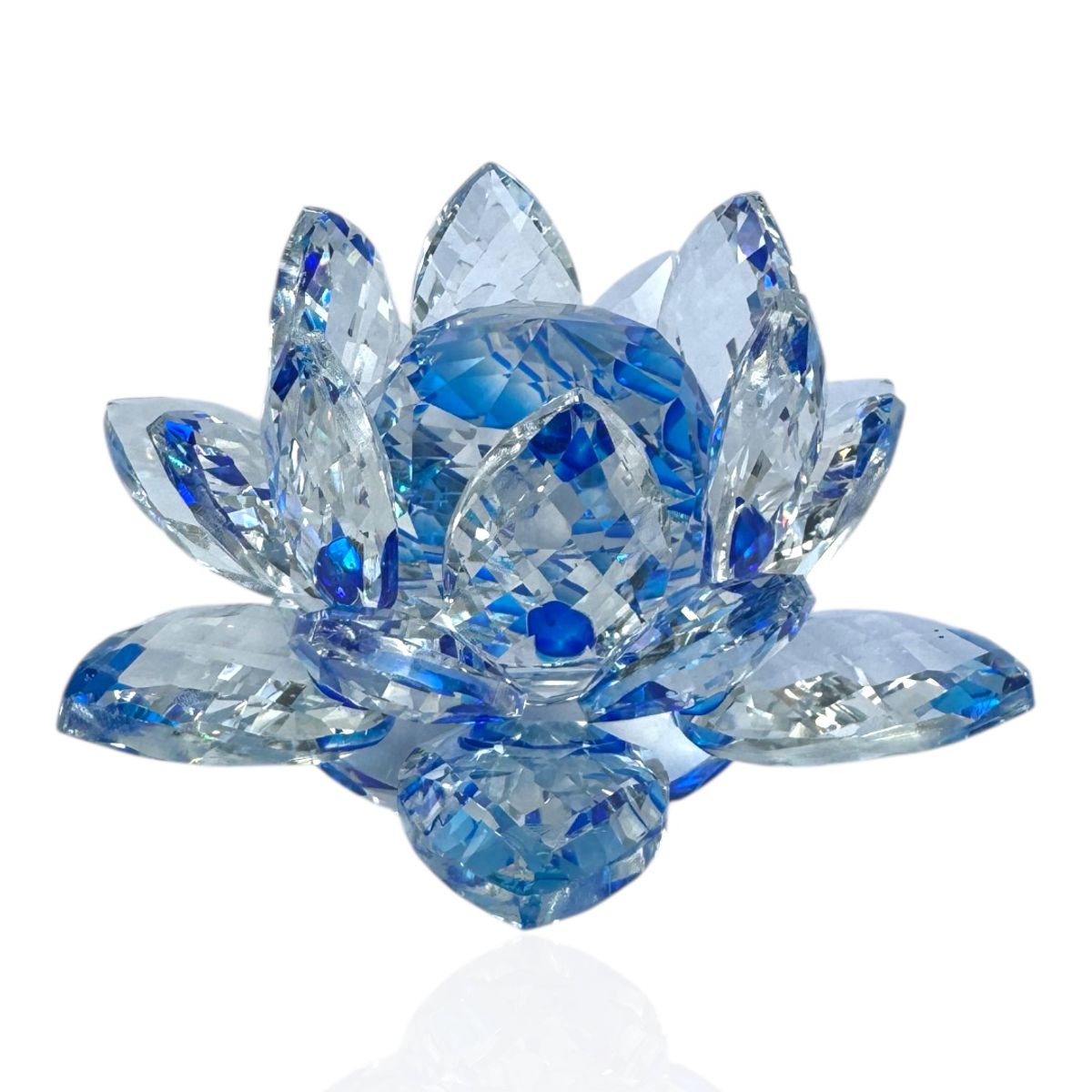 GENERICO - FLOR DE LOTO EN CRISTAL  COLOR AZUL 8cm