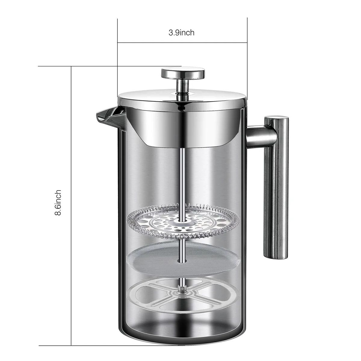 GENERICO - Cafetera De Prensa Francesa De Acero Inoxidable