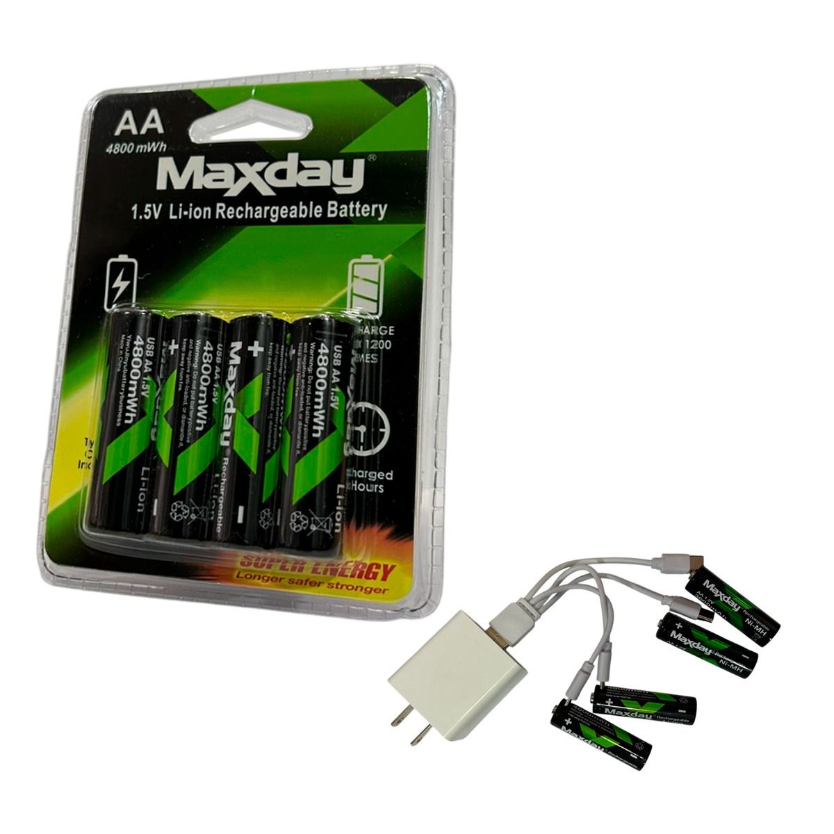 GENERICO - Baterias Recargables Aa 1.5v X4 Tipo C 4800 Mwh