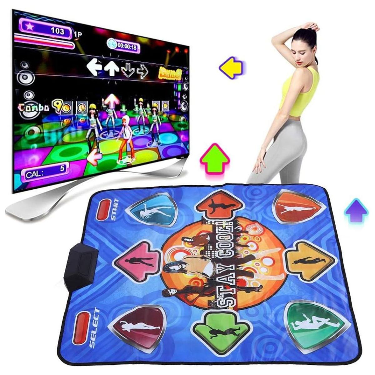AMERICAN GENERICS - Tapete Bailable Gamer Retro Con Conexión Usb Para Tv y Pc
