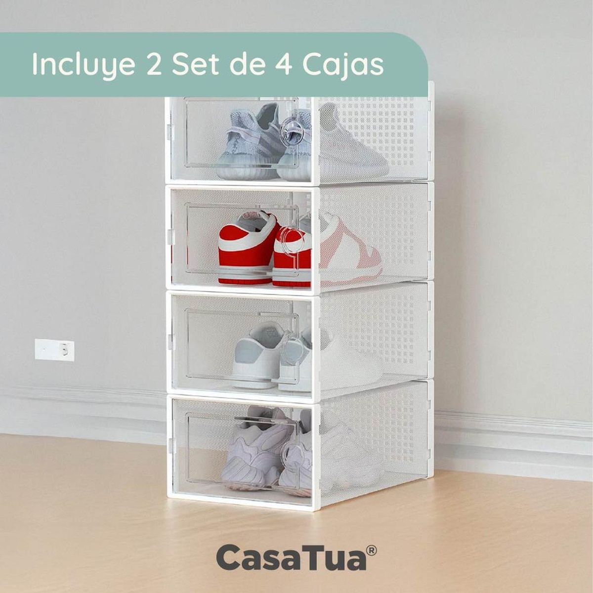 CASATUA - Cajas Organizador De Zapatos Set 8 Zapatero Apilable Casatua