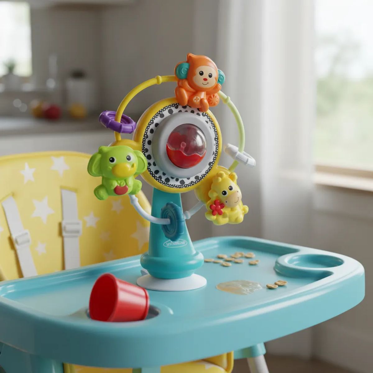 INFANTINO - Juguete Sensorial Bebés Rueda Giratoria Animales Adherible