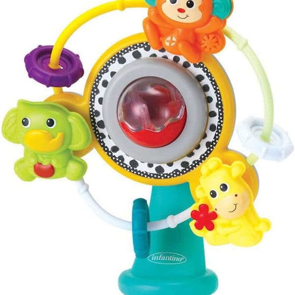 INFANTINO - Juguete Sensorial Bebés Rueda Giratoria Animales Adherible