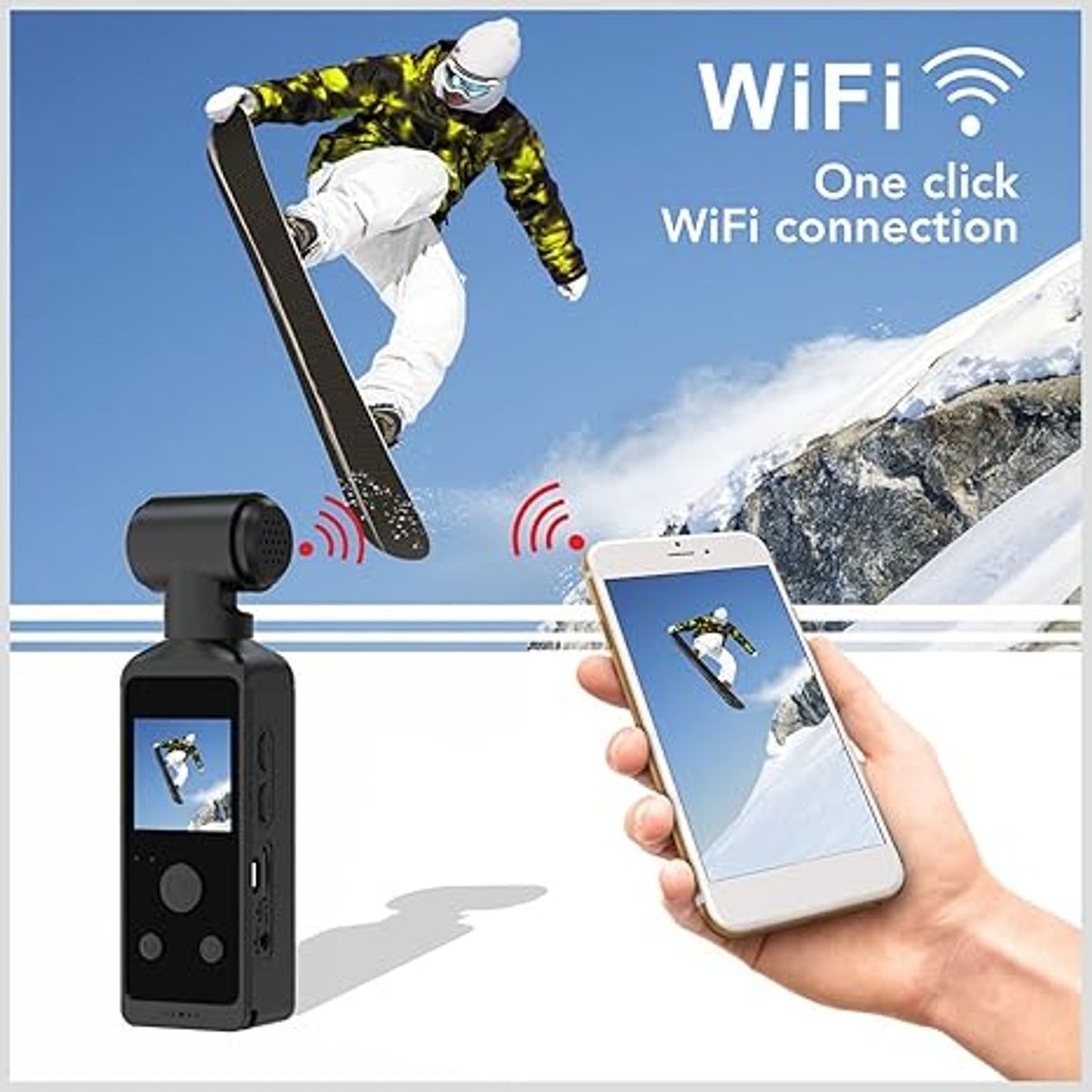 POCKET - Cámara Deportiva Pocket 4K WiFi  Resolución Ultra HD Giro 170° Micrófono Incluido