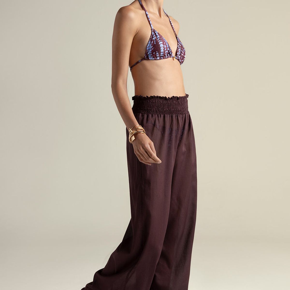 TOUCHE BALNEAIRE - Pantalón en algodón 100% color vino 0A55V61