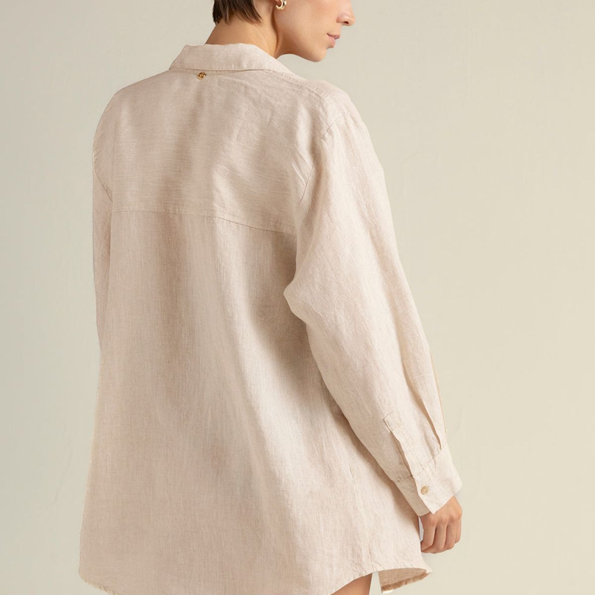 TOUCHE BALNEAIRE - Camisa manga larga en lino 100% color caqui 0A72C61