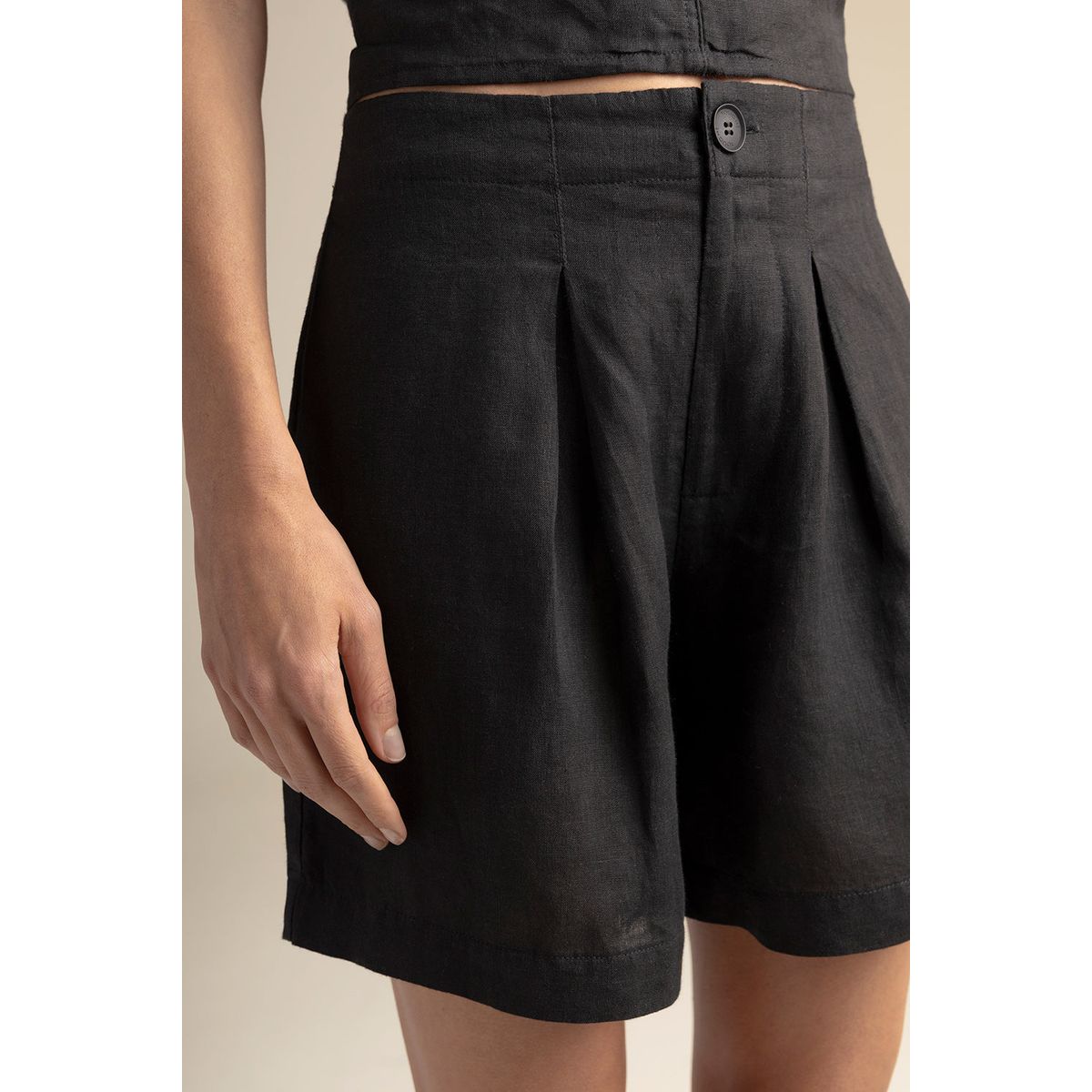 TOUCHE BALNEAIRE - Short con prenses en lino 100% 0A82N61