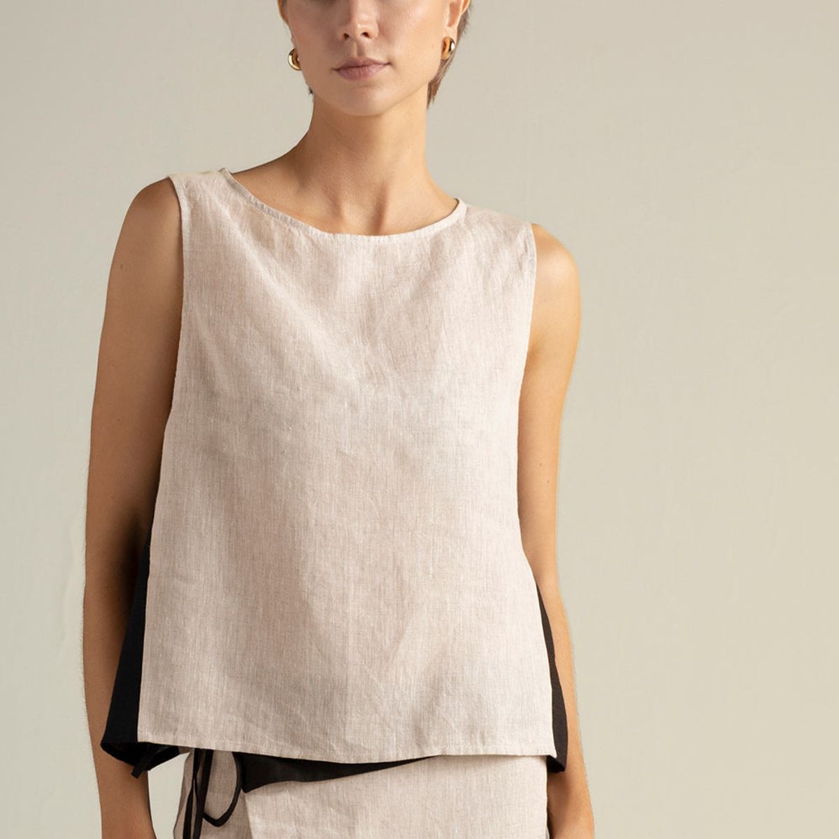 TOUCHE BALNEAIRE - Top manga corta en lino 100% 0A84C61