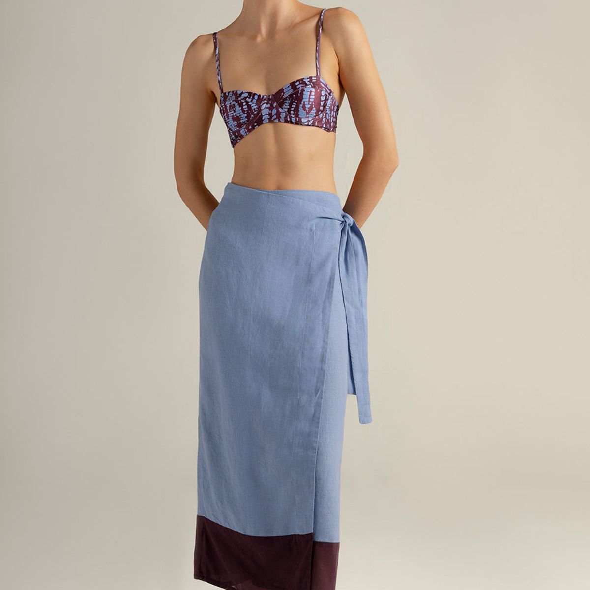 TOUCHE BALNEAIRE - Falda pareo larga en bloques de color 0F28A61