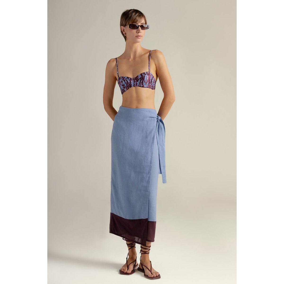 TOUCHE BALNEAIRE - Falda pareo larga en bloques de color 0F28A61