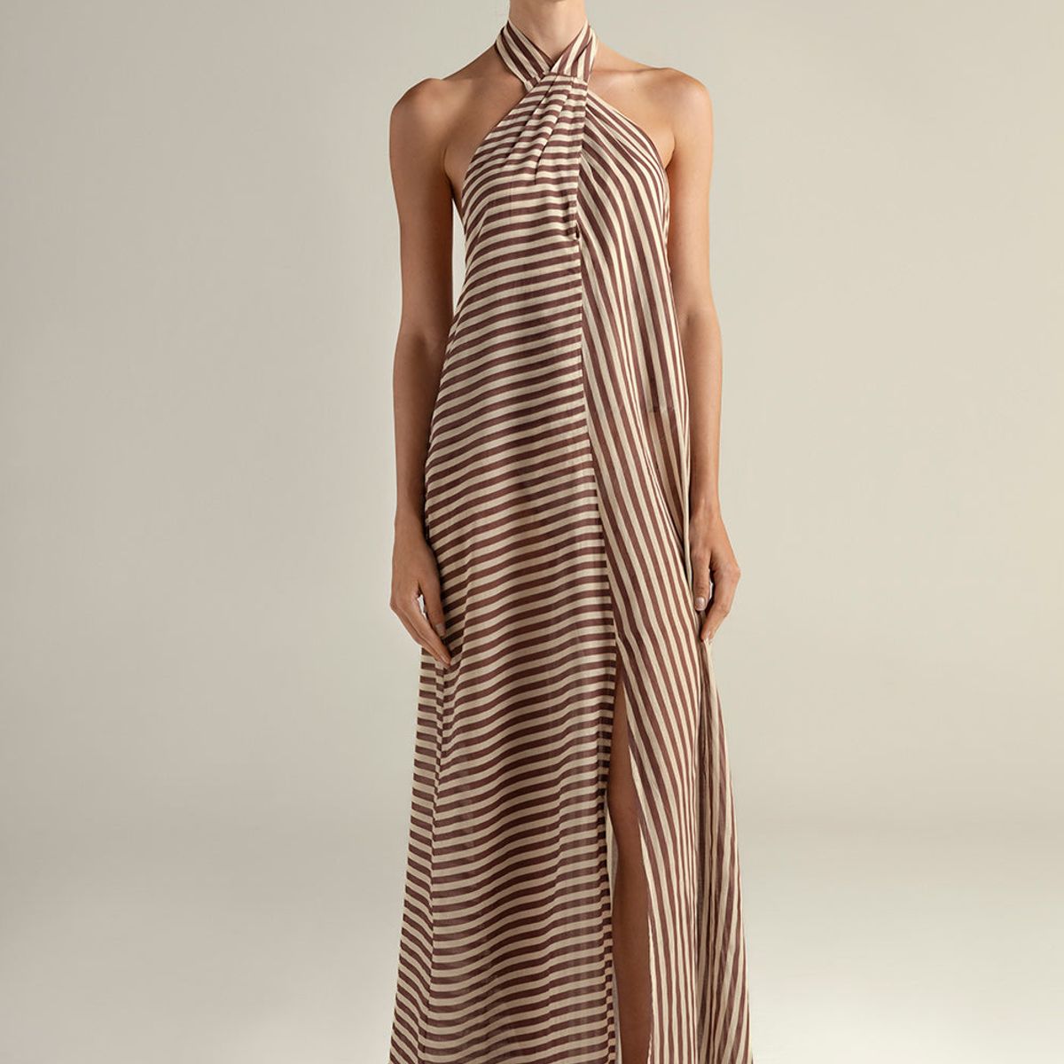 TOUCHE BALNEAIRE - Vestido largo cuello halter en bloques 0F48061