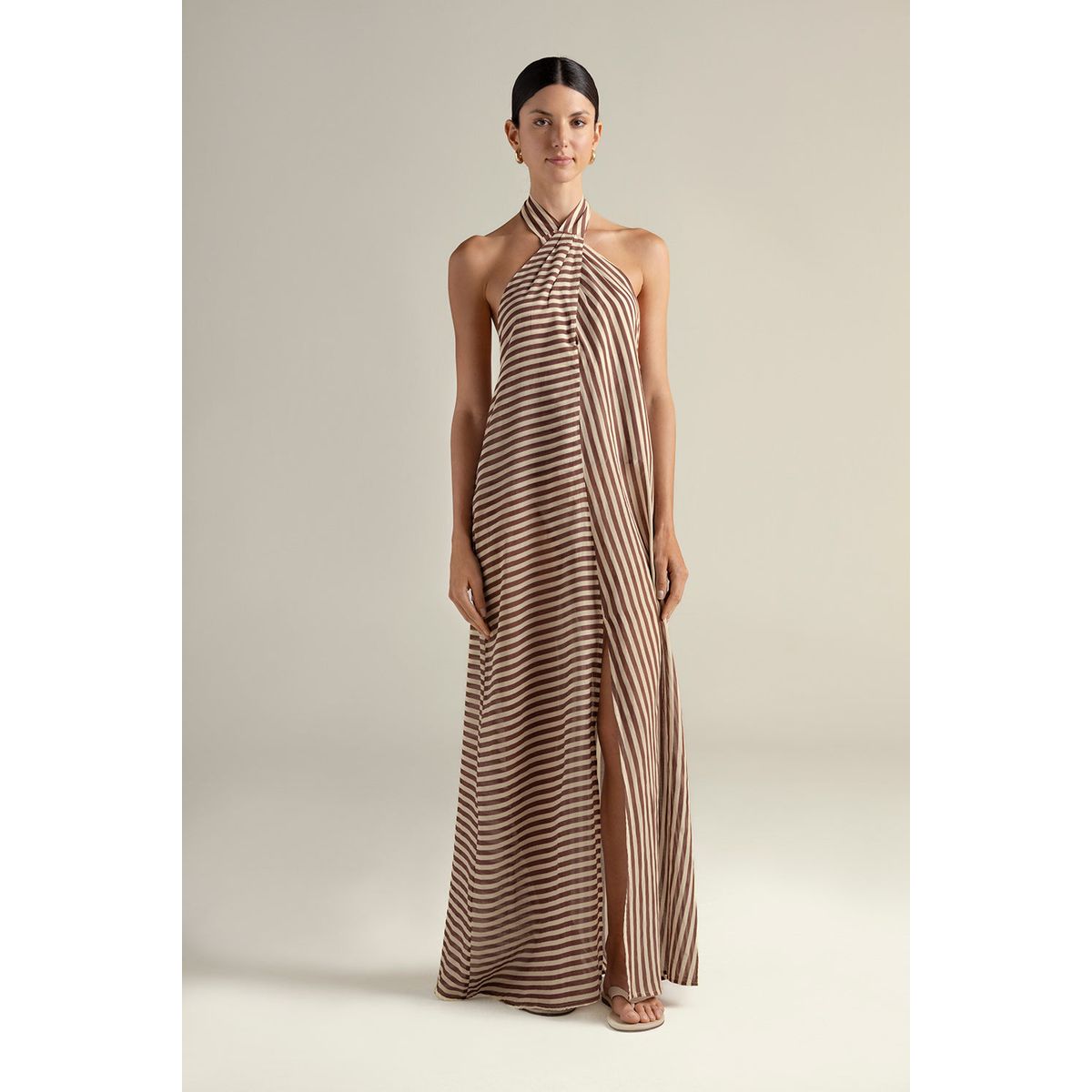 TOUCHE BALNEAIRE - Vestido largo cuello halter en bloques 0F48061