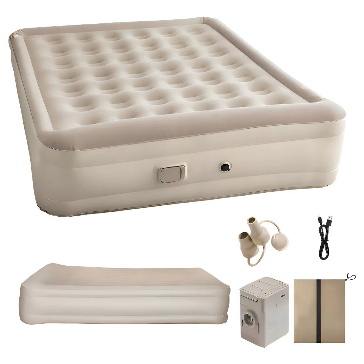 GENERAL - Colchón Inflable Doble 198 x 150 x 40 cm Inflador Eléctrico Inalámbrico