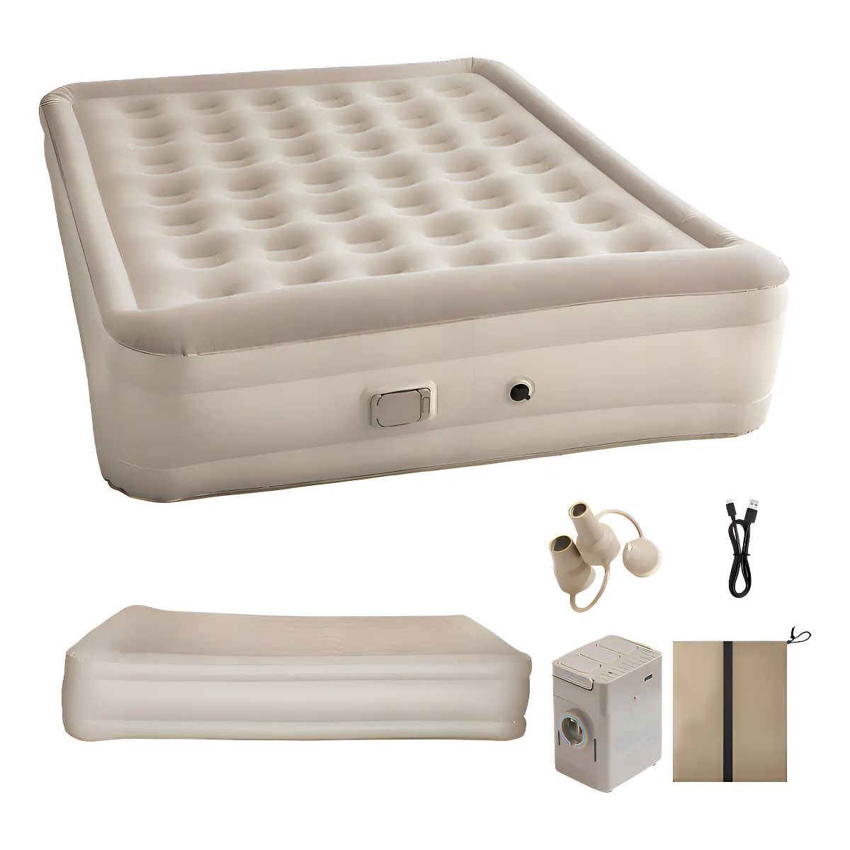 GENERAL - Colchón Inflable Doble 198 x 150 x 40 cm Inflador Eléctrico Inalámbrico