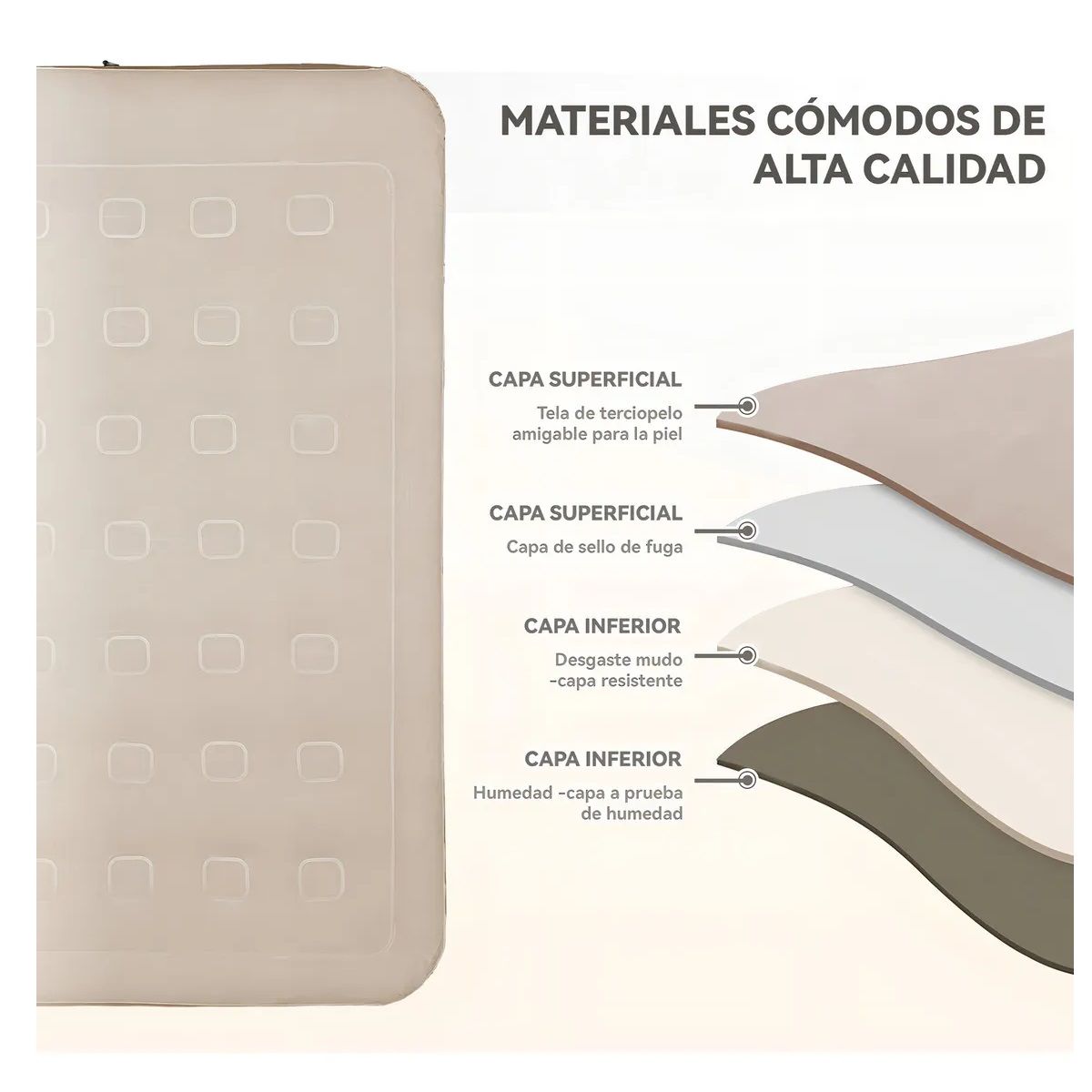 GENERAL - Colchón Inflable Doble 198 x 150 x 40 cm Inflador Eléctrico Inalámbrico