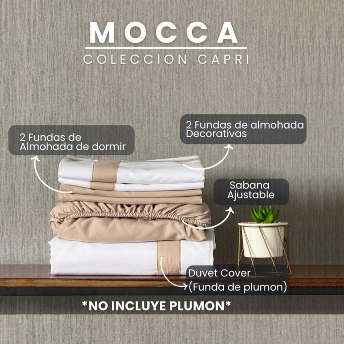 AMARE HOME - Duvet Cover Capri Mocca para cama Doble - Amare Home