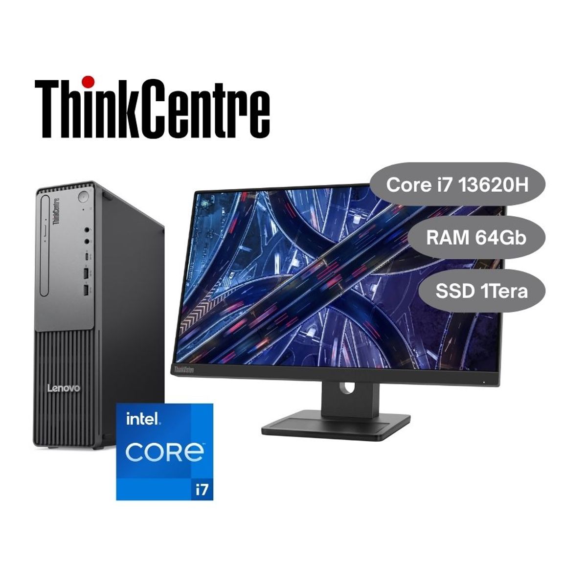 LENOVO - PC CORPORATIVO LENOVO THINKCENTRE Core i7 13620H Ram 64Gb SSD 1Tera Win 11 Pro