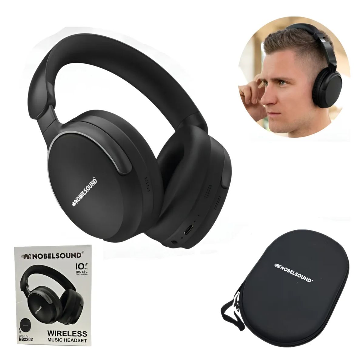 NOBELSOUND - Auriculares Diadema Inalambricos Con Estuche Bluetooth 5.4