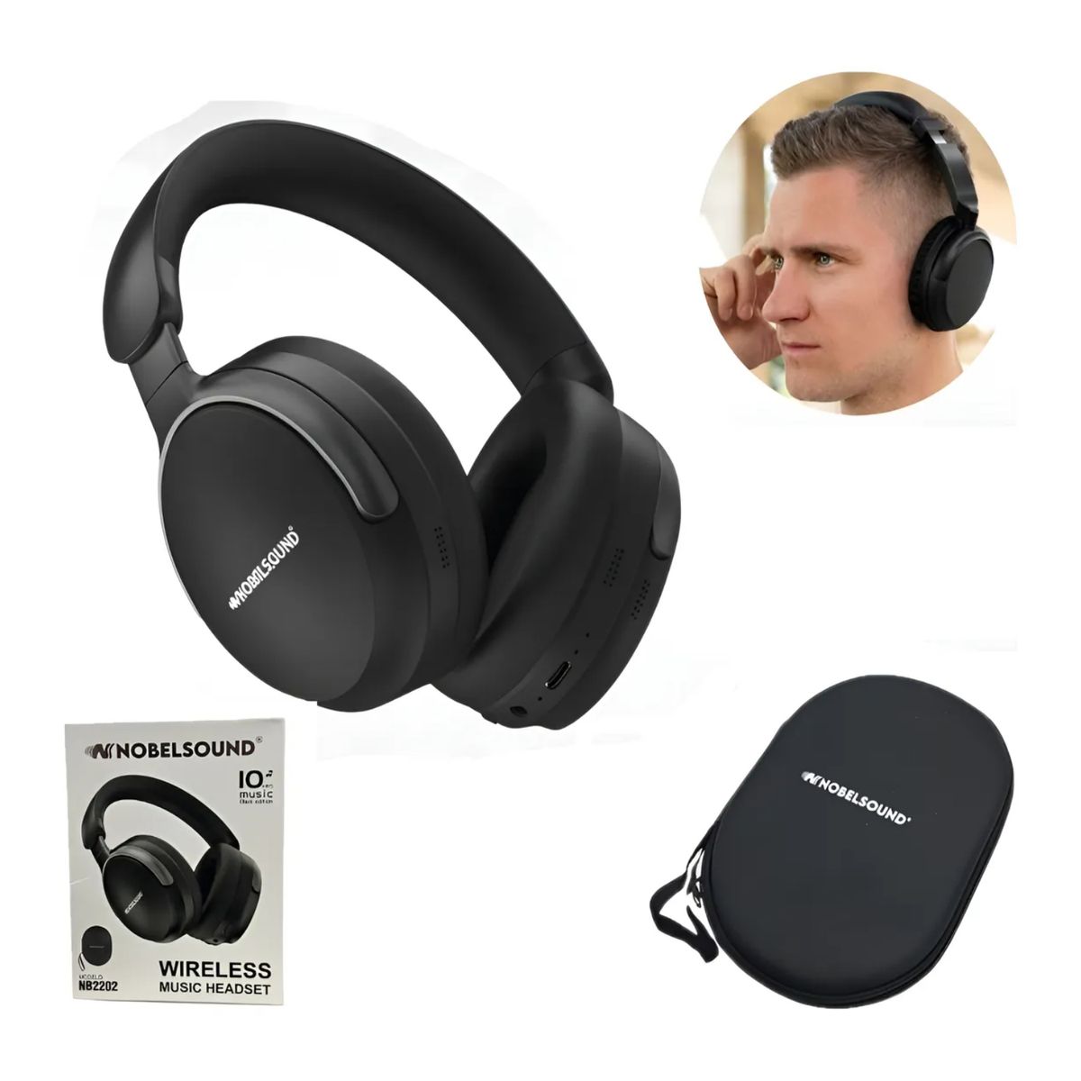 NOBELSOUND - Auriculares Diadema Inalambricos Con Estuche Bluetooth 5.4