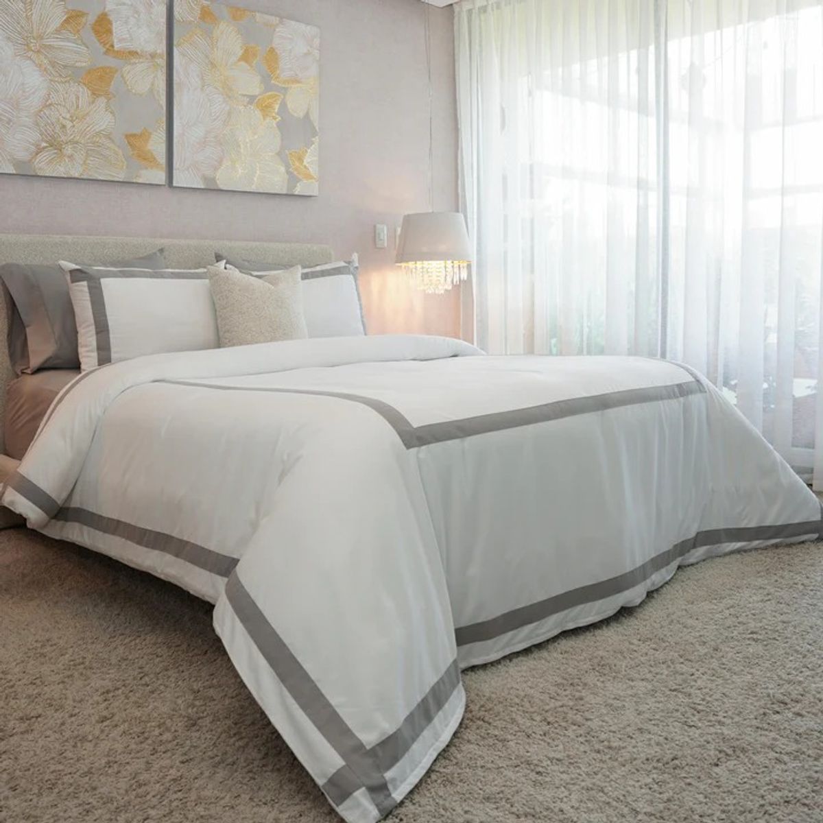 AMARE HOME - Duvet Cover Capri Silver para cama Doble - Amare Home
