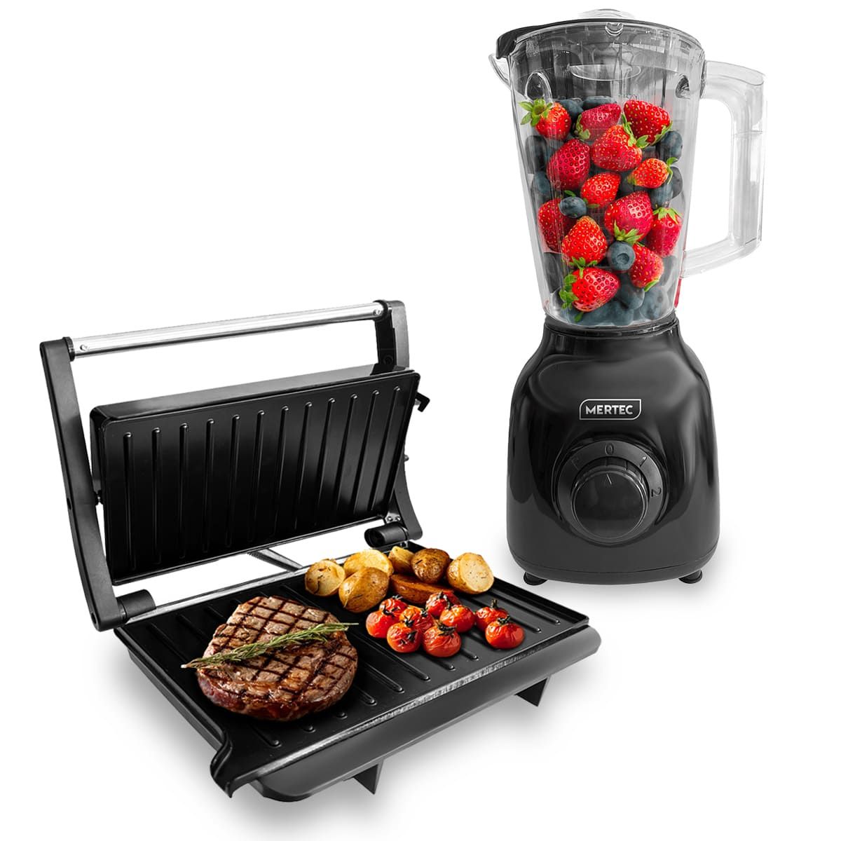 MERTEC - Combo Licuadora 2 Litros 250W + Panini Grill Multifuncional 180 Mertec