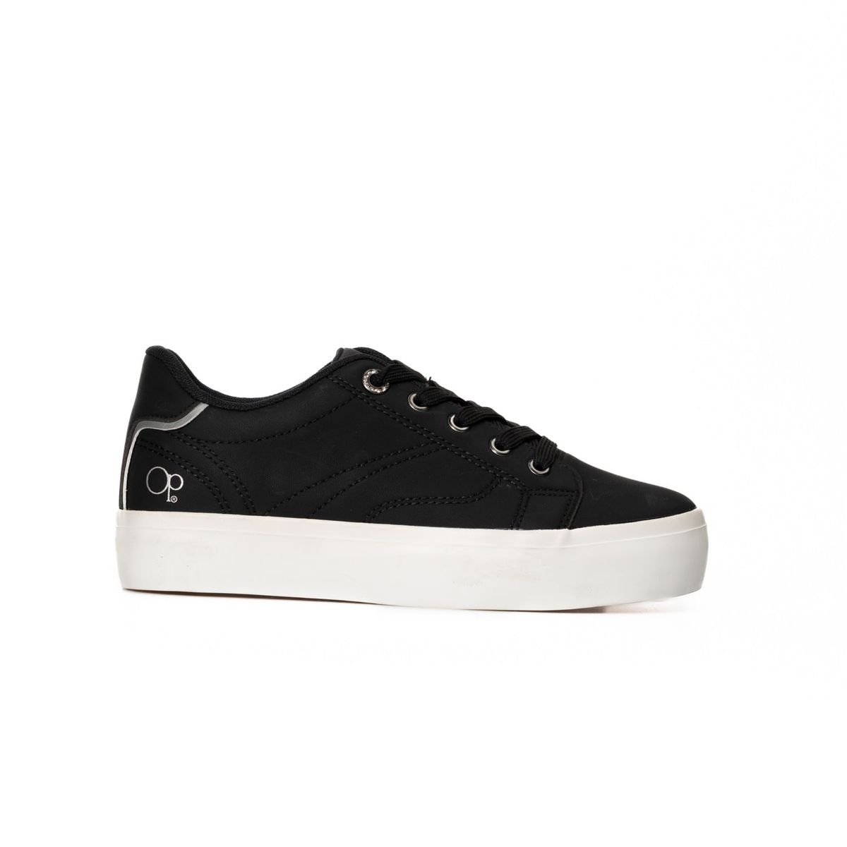 OCEAN PACIFIC - Tenis para Mujer OP Serafina Vulcanizados Negro con Blanco