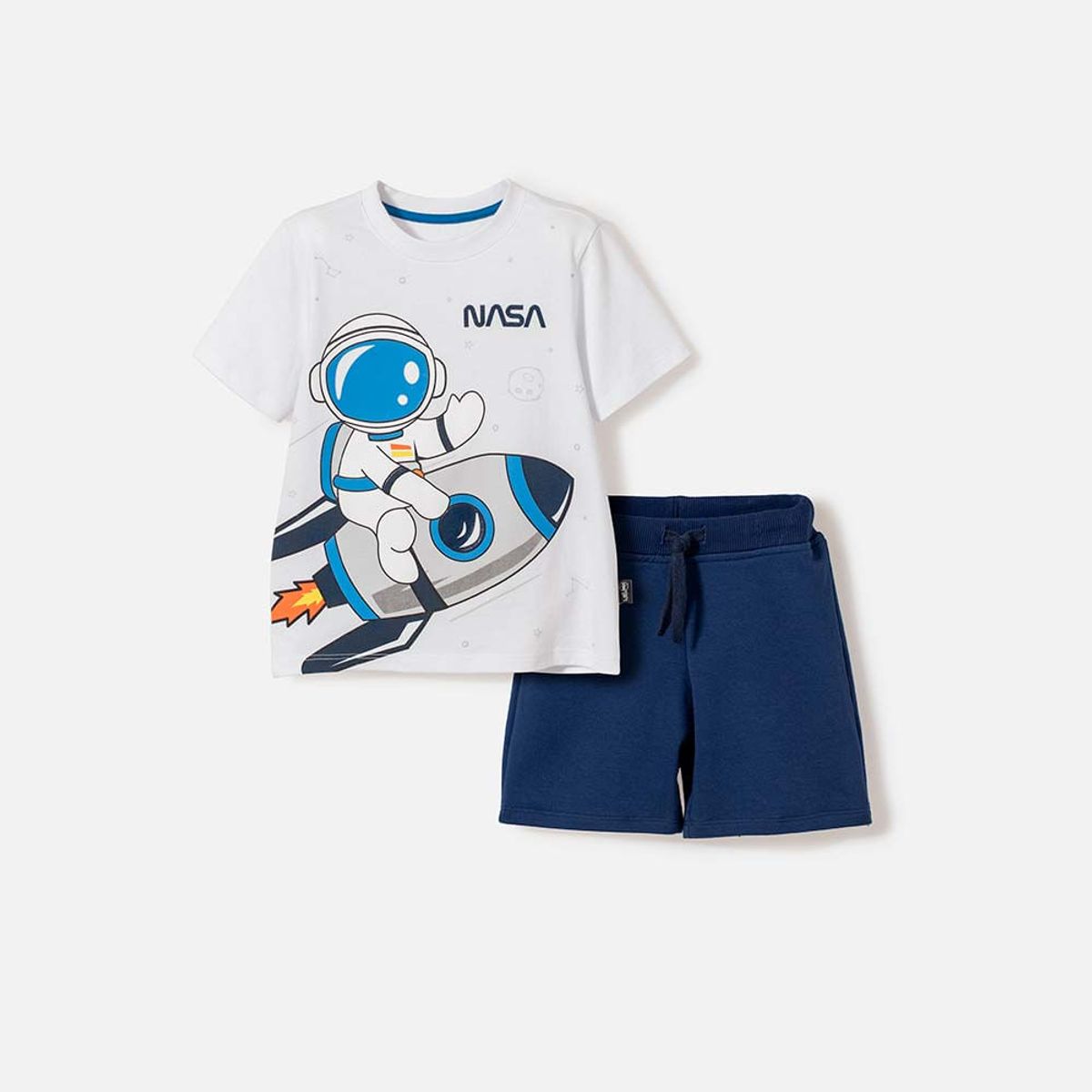 NASA - Conjunto de la Nasa con pantalón corto blanco y azul para niño 2T a 5T