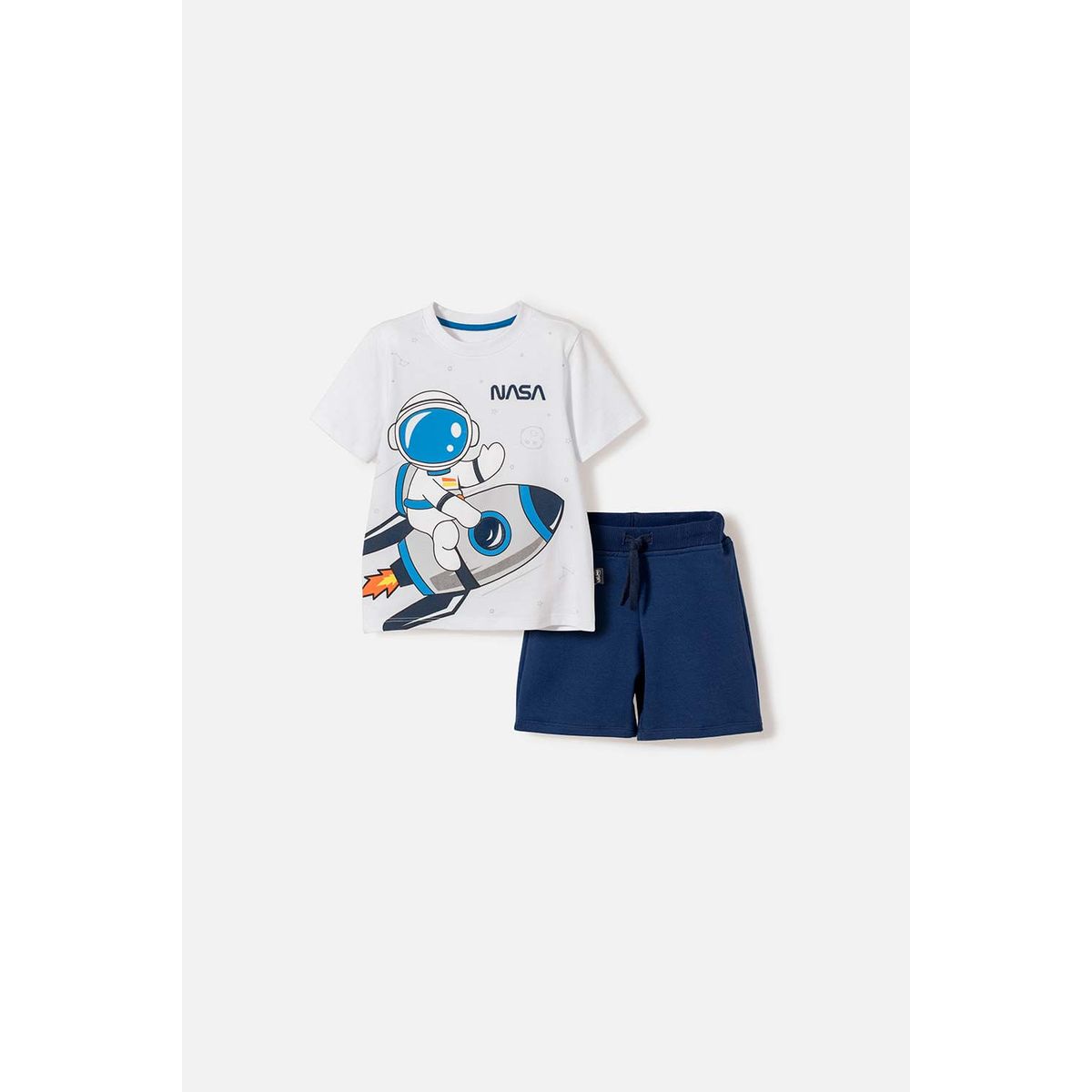 NASA - Conjunto de la Nasa con pantalón corto blanco y azul para niño 2T a 5T