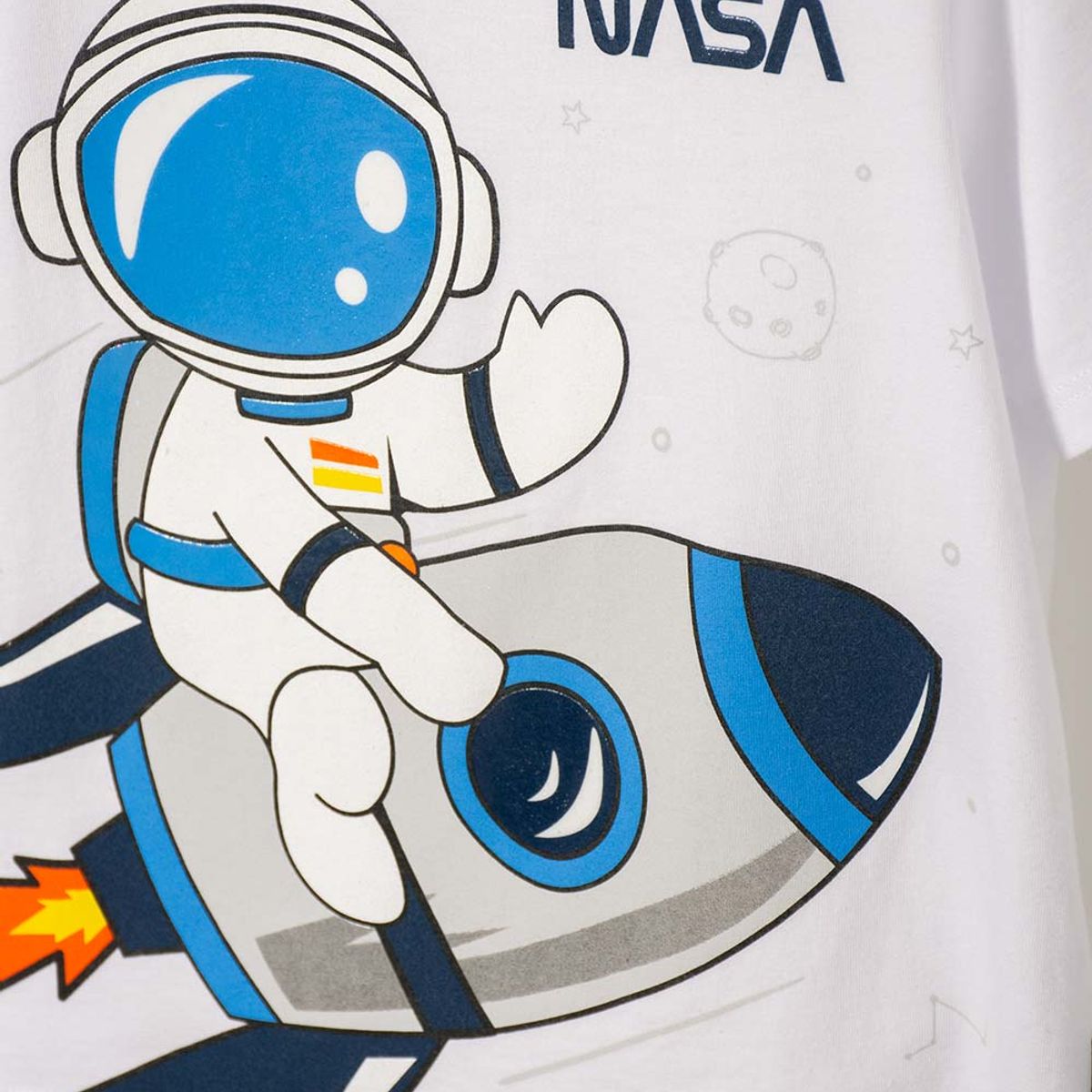 NASA - Conjunto de la Nasa con pantalón corto blanco y azul para niño 2T a 5T