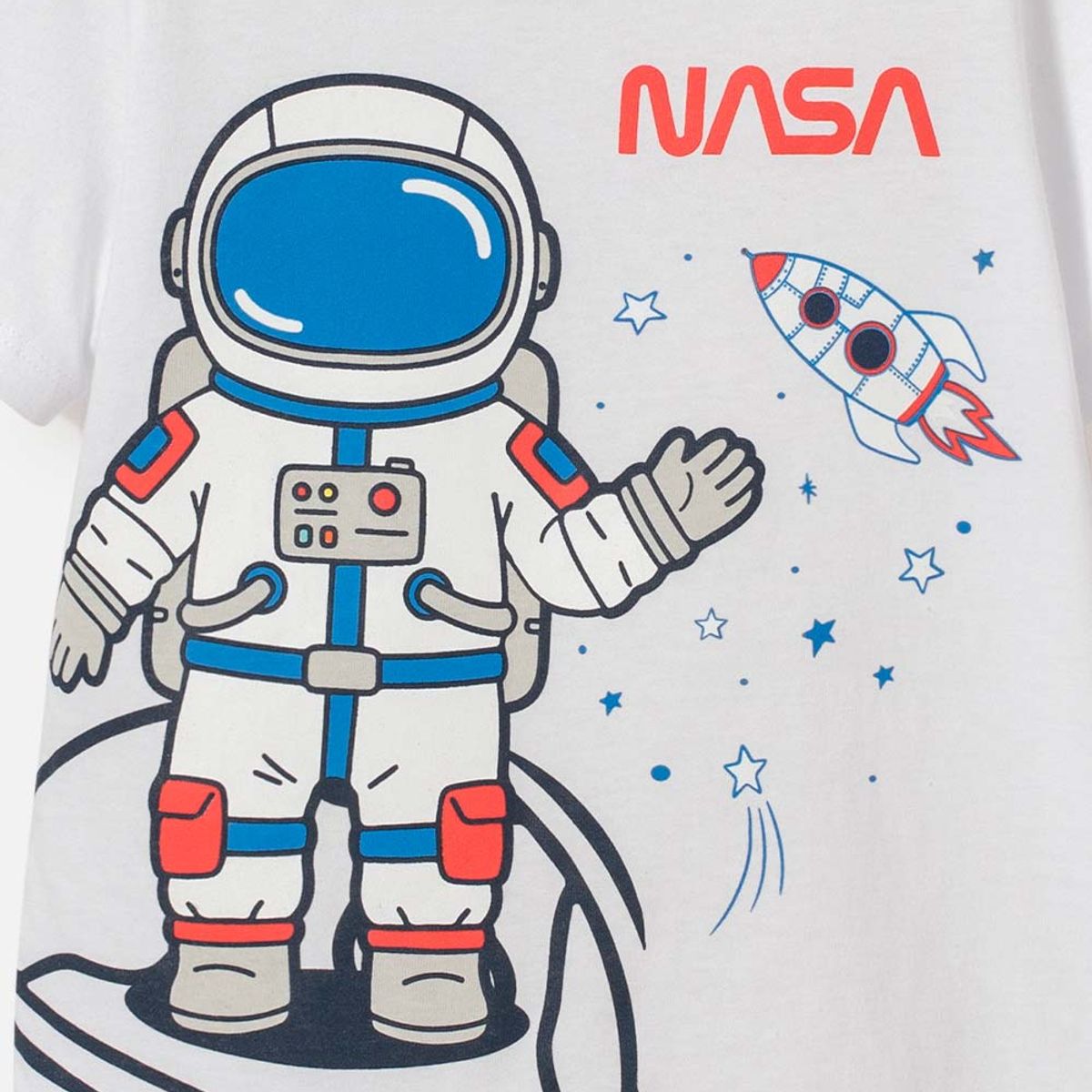 NASA - Pijama de la Nasa con pantalón largo blanco y azul para niño 2T a 5T