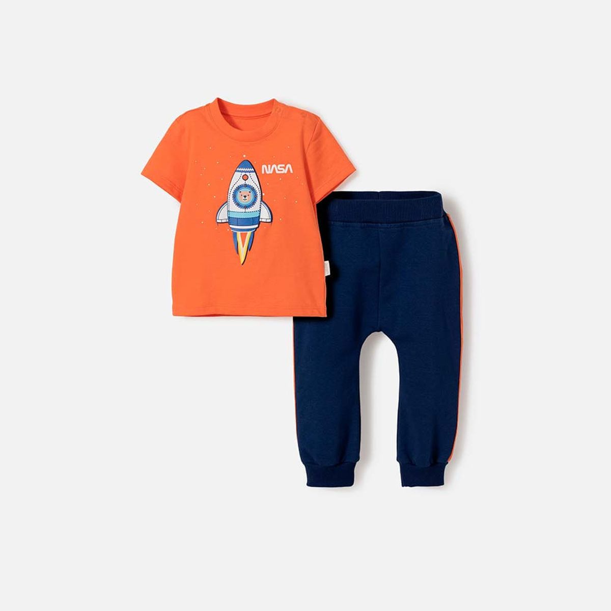 NASA - Conjunto de la Nasa con pantalón largo naranja y azul para bebé niño