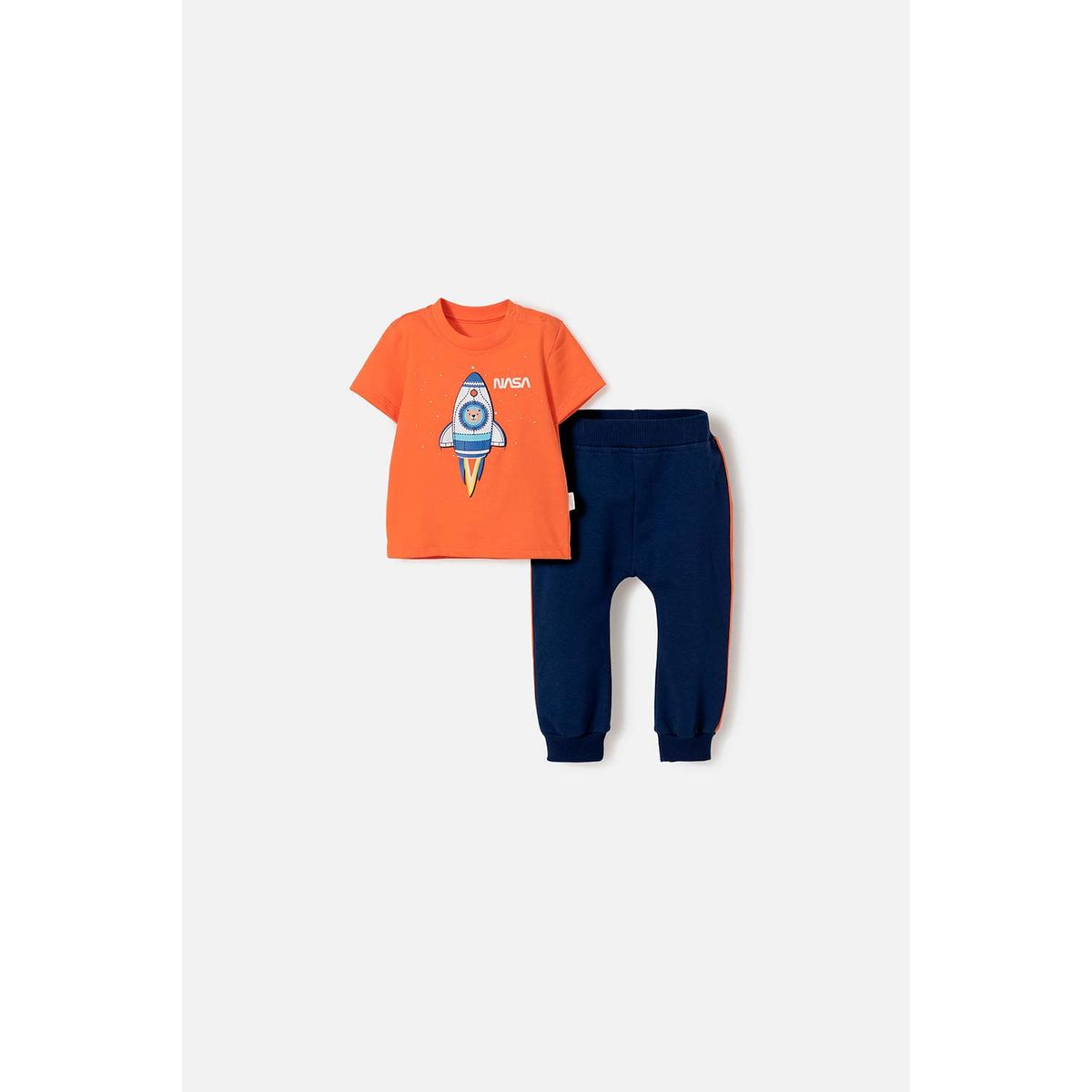NASA - Conjunto de la Nasa con pantalón largo naranja y azul para bebé niño
