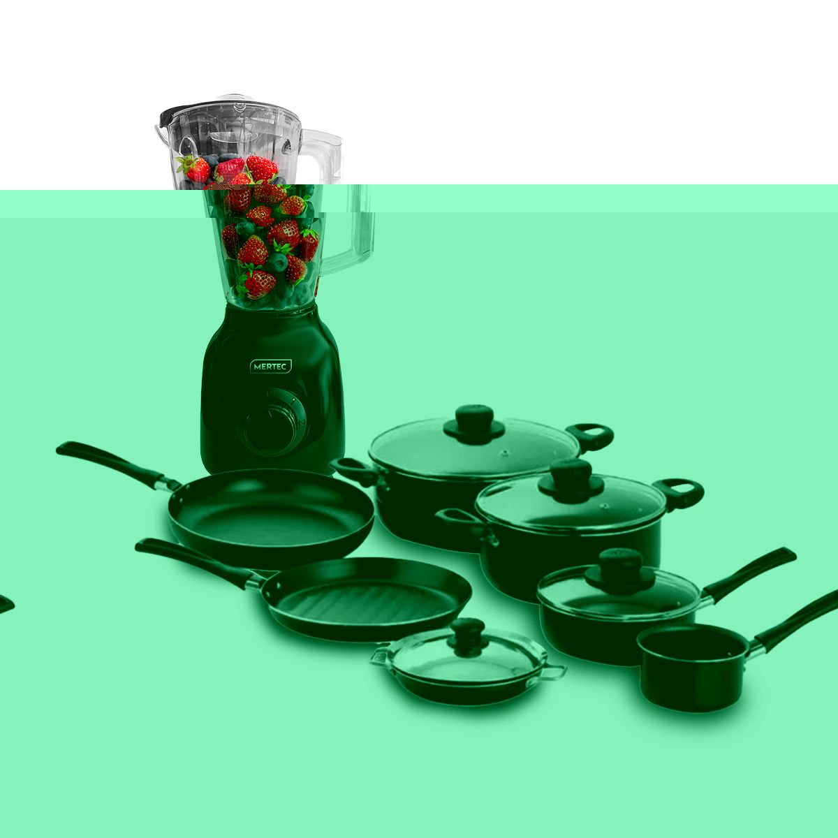 UNIVERSAL - Juego de Ollas Universal 11 Piezas + Licuadora 2 Litros Mertec 250W