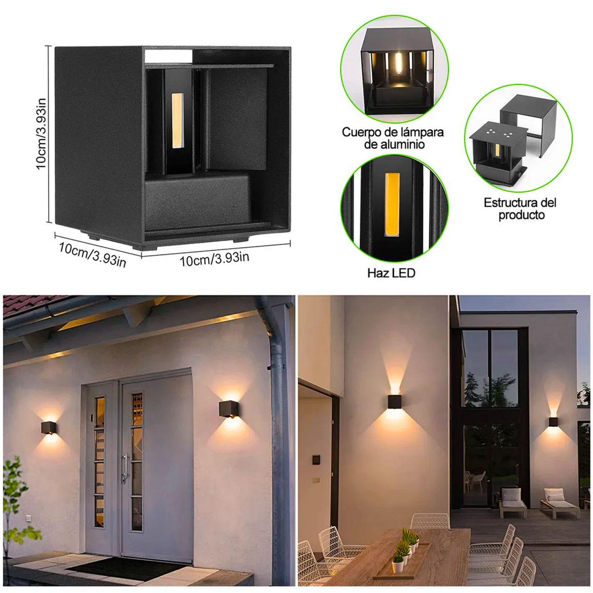 ONE PIXEL - Lámpara De Pared Interior Y Exterior Luz Impermeable Iluminación