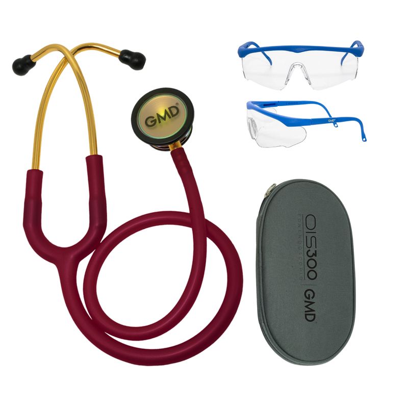 GMD - Fonendoscopio Profesional Doble Servicio Ois 300 Cherry + Gafas Azul