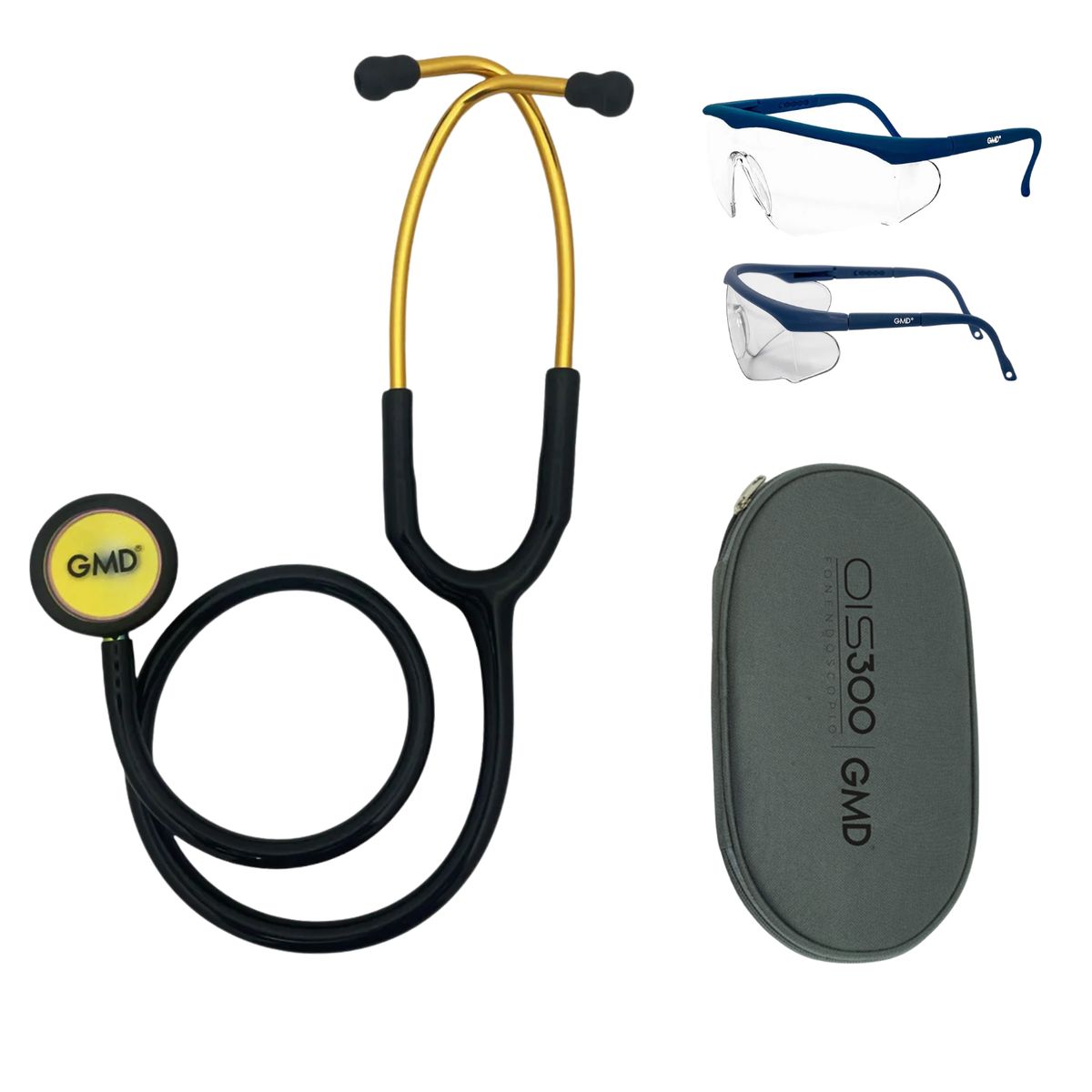 GMD - Fonendoscopio Profesional Doble Servicio Ois 300 Negro + Gafas Azules