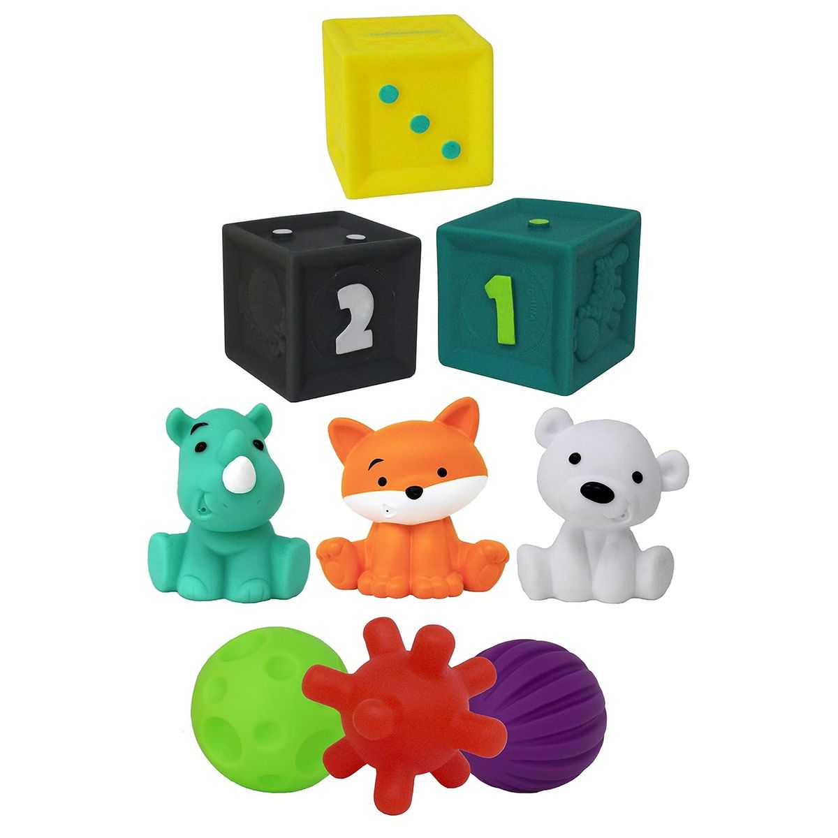 INFANTINO - Juego Sensorial Bebe 9 Piezas Animales Formas Y Colores Niños